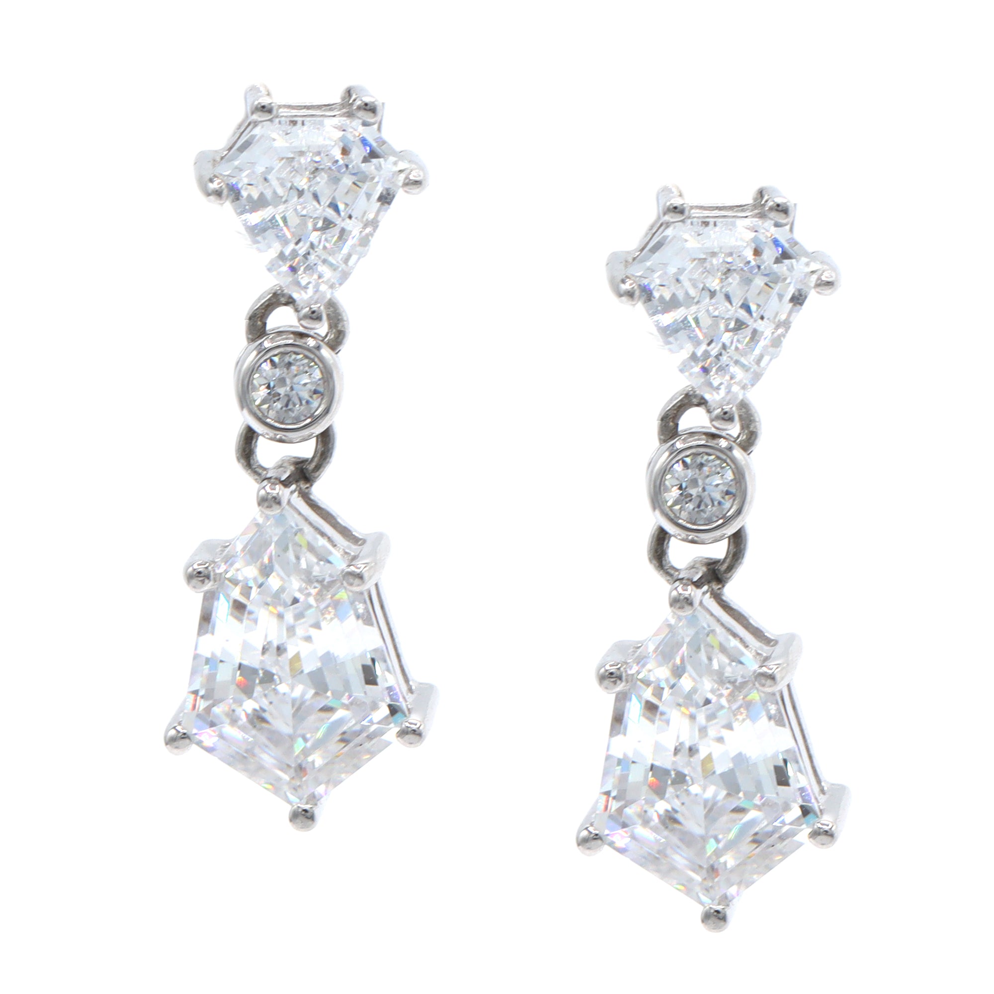 Signity Sterling Silver Special Cut Cubic Zirconia Drop Earrings