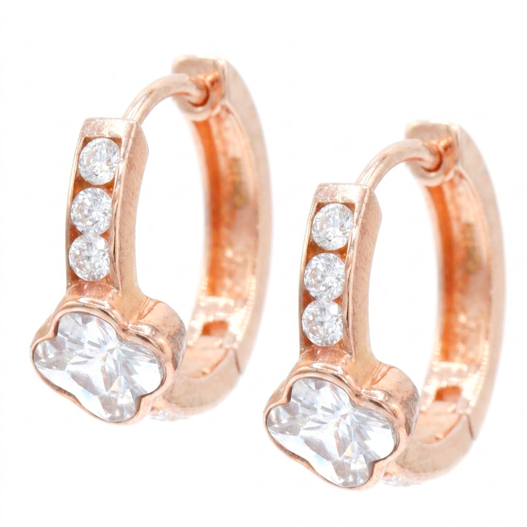 Signity Sterling Silver Cubic Zirconia Flower Hoop Earrings