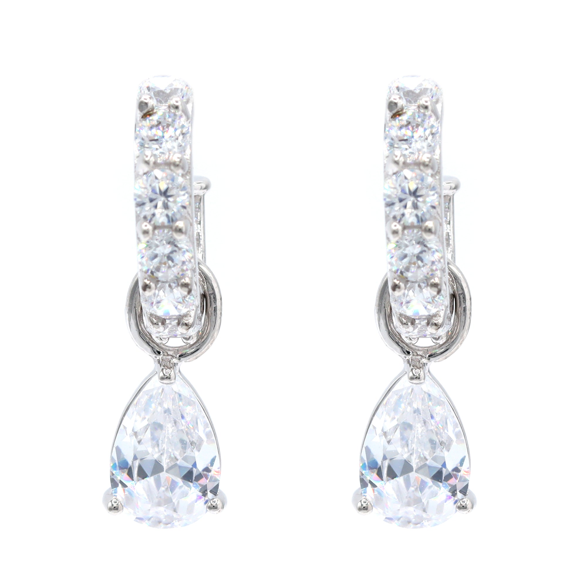 Signity Sterling Silver Cubic Zirconia Hoop & Drop Removable Earrings