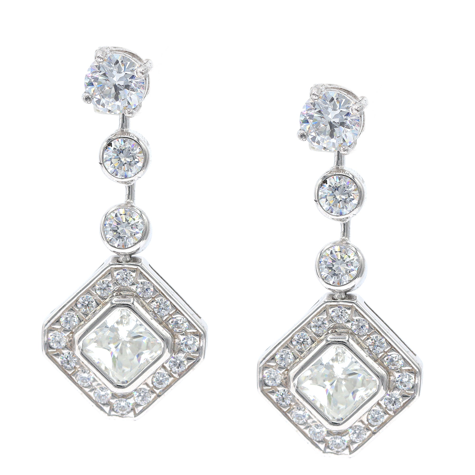 Signity Sterling Silver Cubic Zirconia Stud with Enhancer Drop Earrings