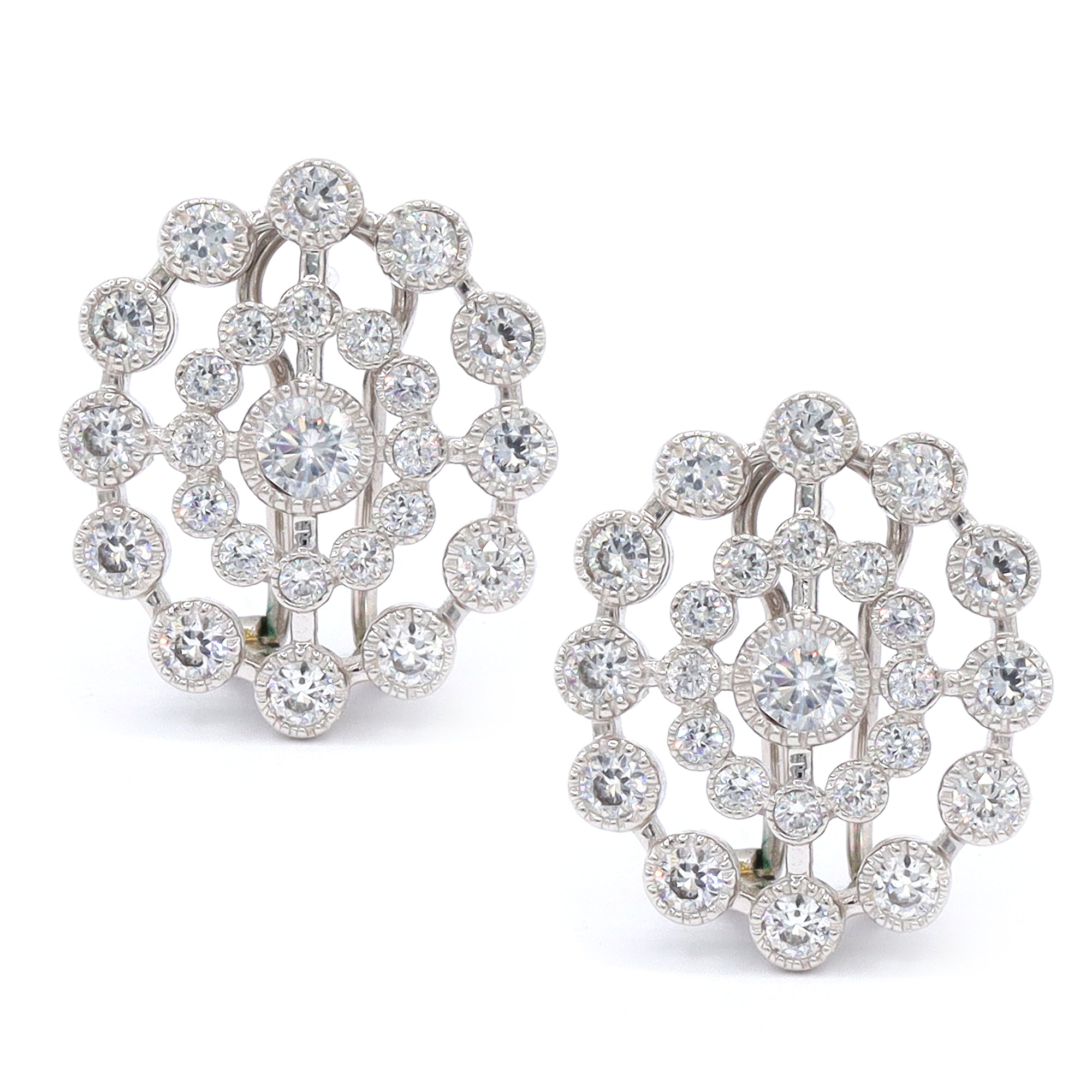 Signity Sterling Silver Cubic Zirconia Omega Back Earrings