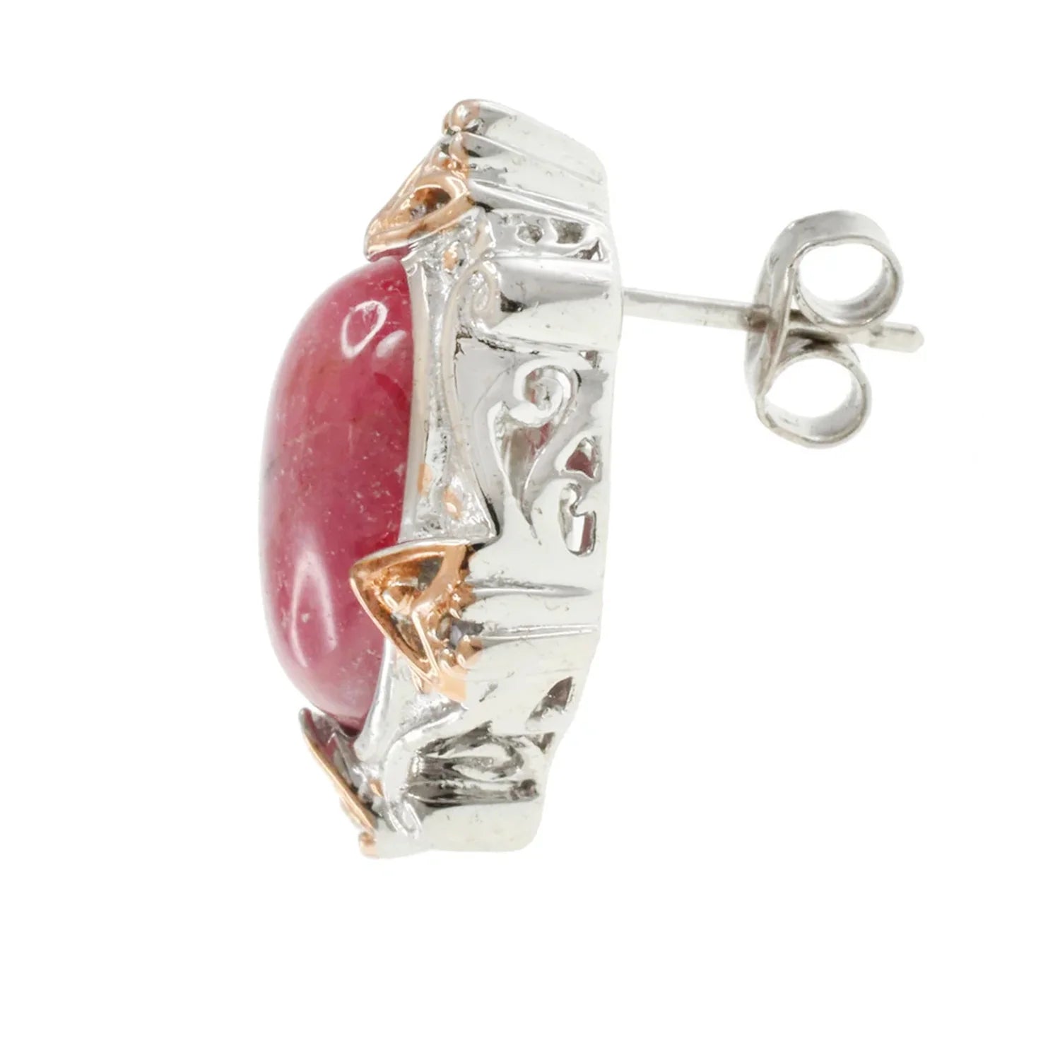 Gems en Vogue 14.42ctw Rhodonite & White Sapphire Earrings