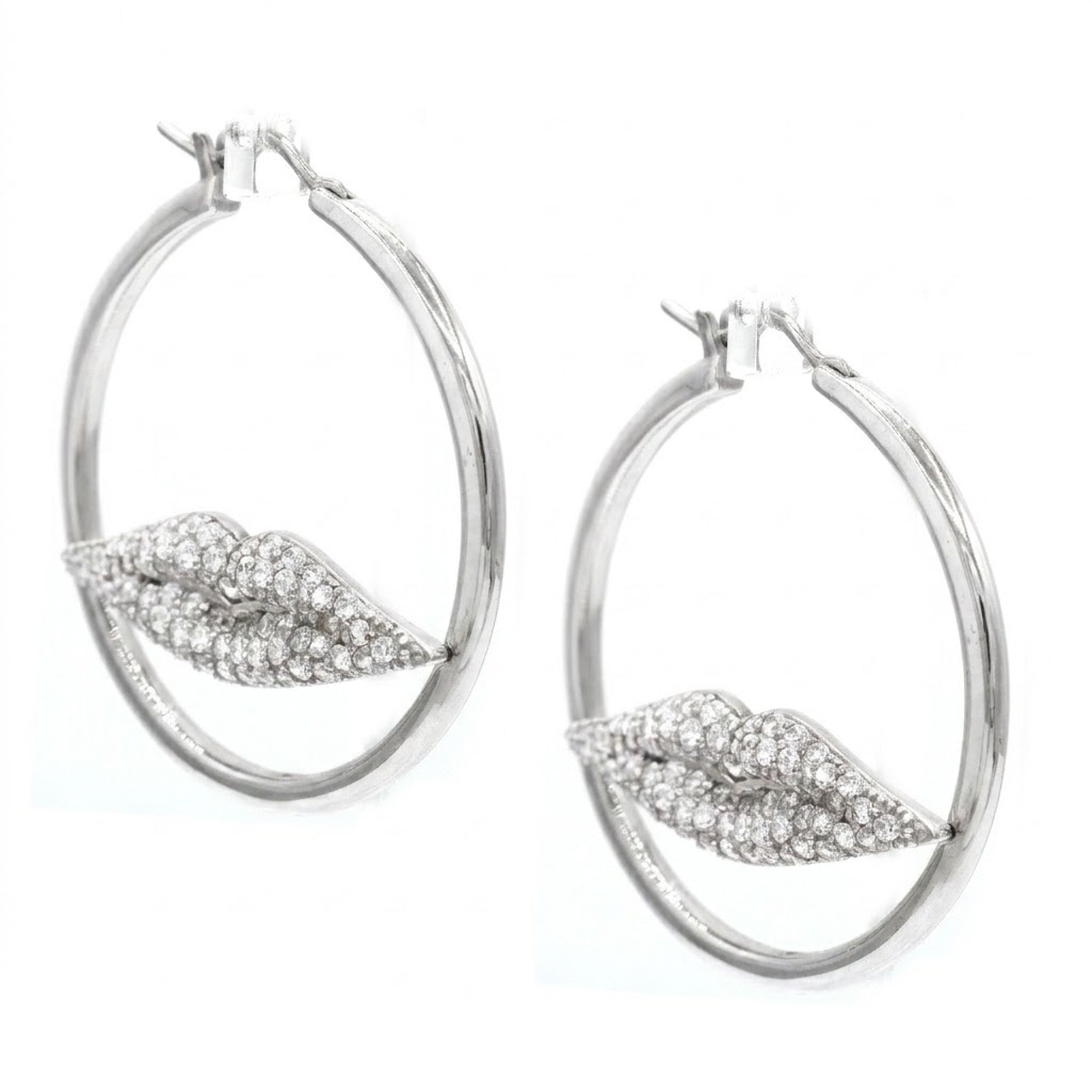 Signity Sterling Silver Choice of Color Cubic Zirconia Lip Earrings