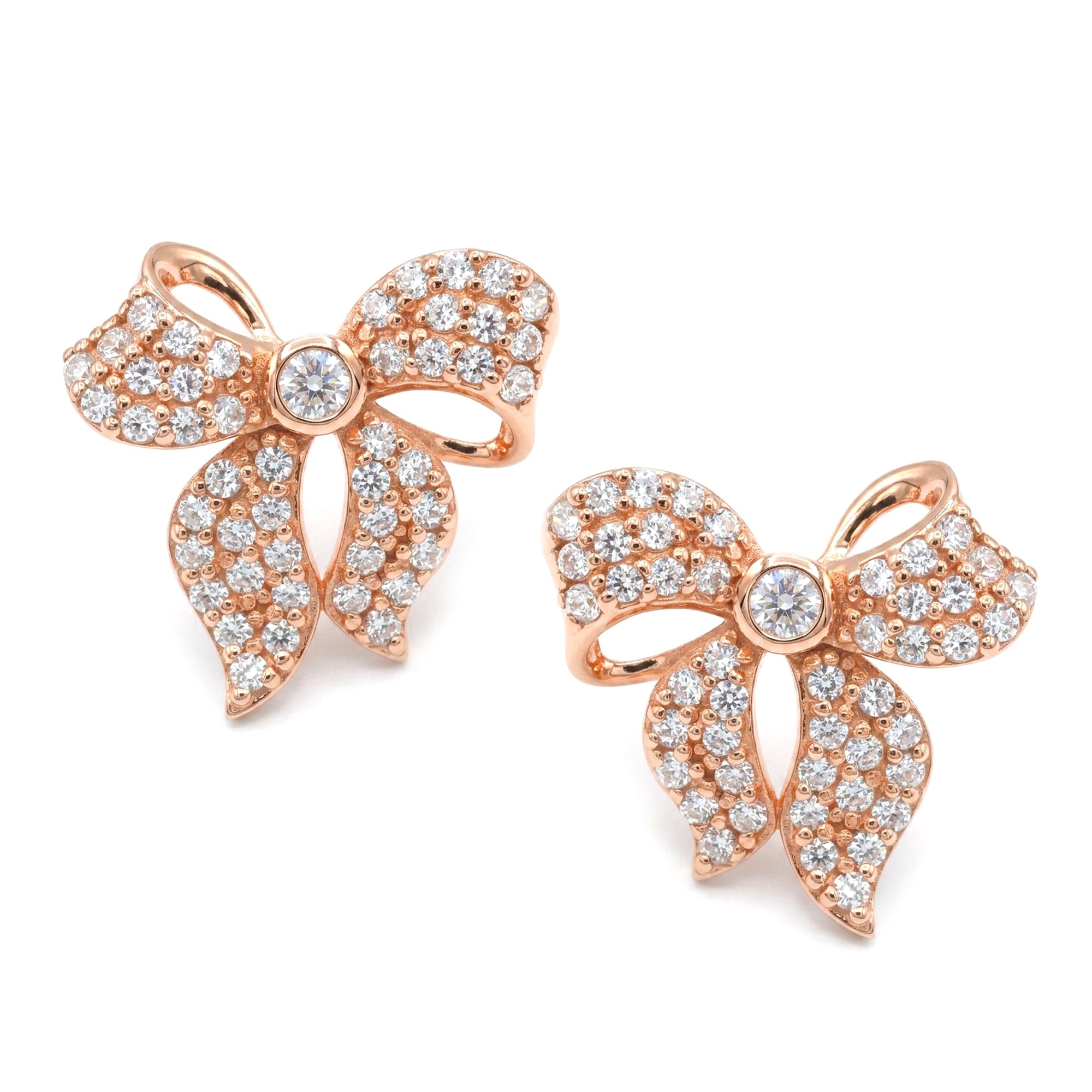 Signity Sterling Silver Cubic Zirconia Bow Earrings