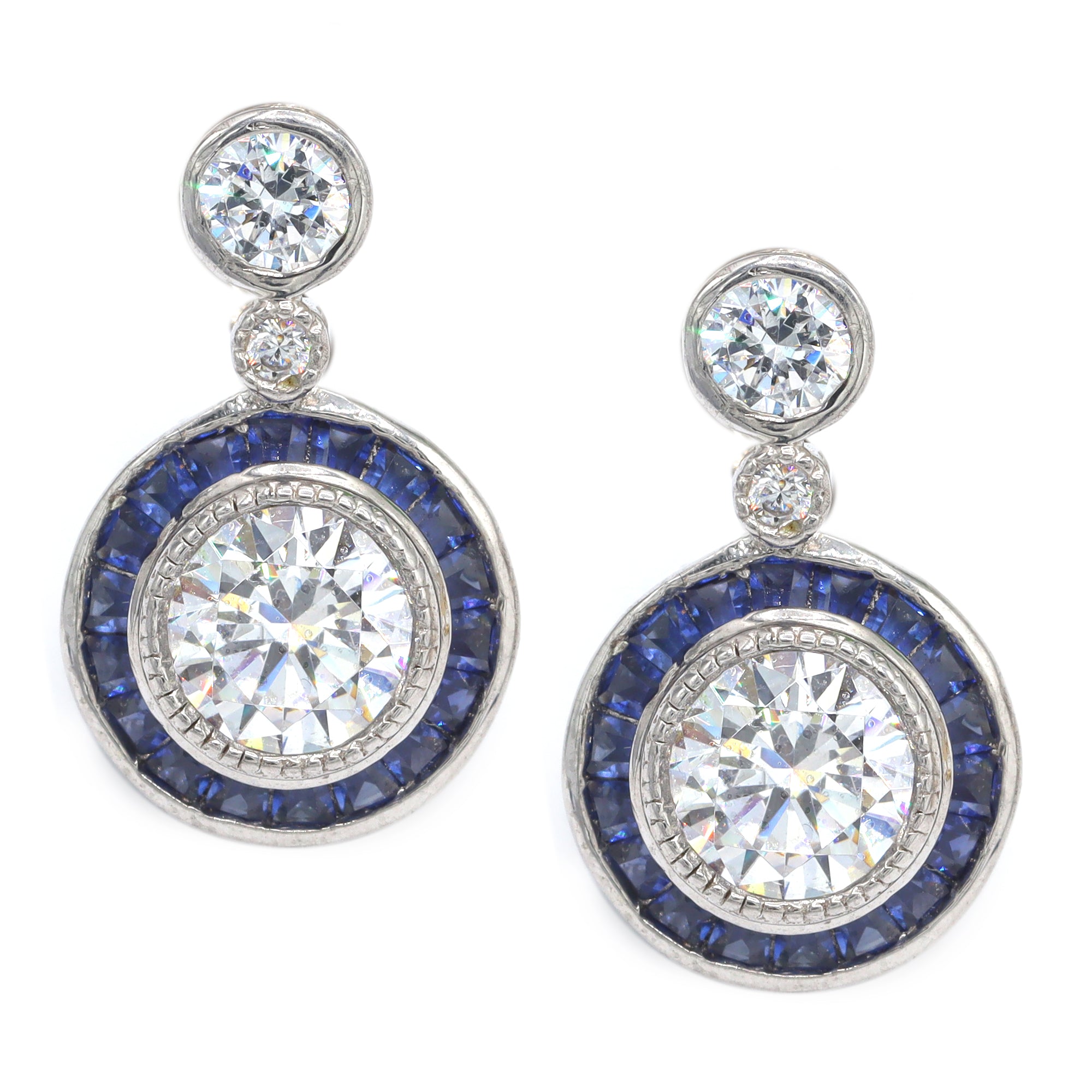 Signity Sterling Silver Created Blue Sapphire & Cubic Zirconia Earrings