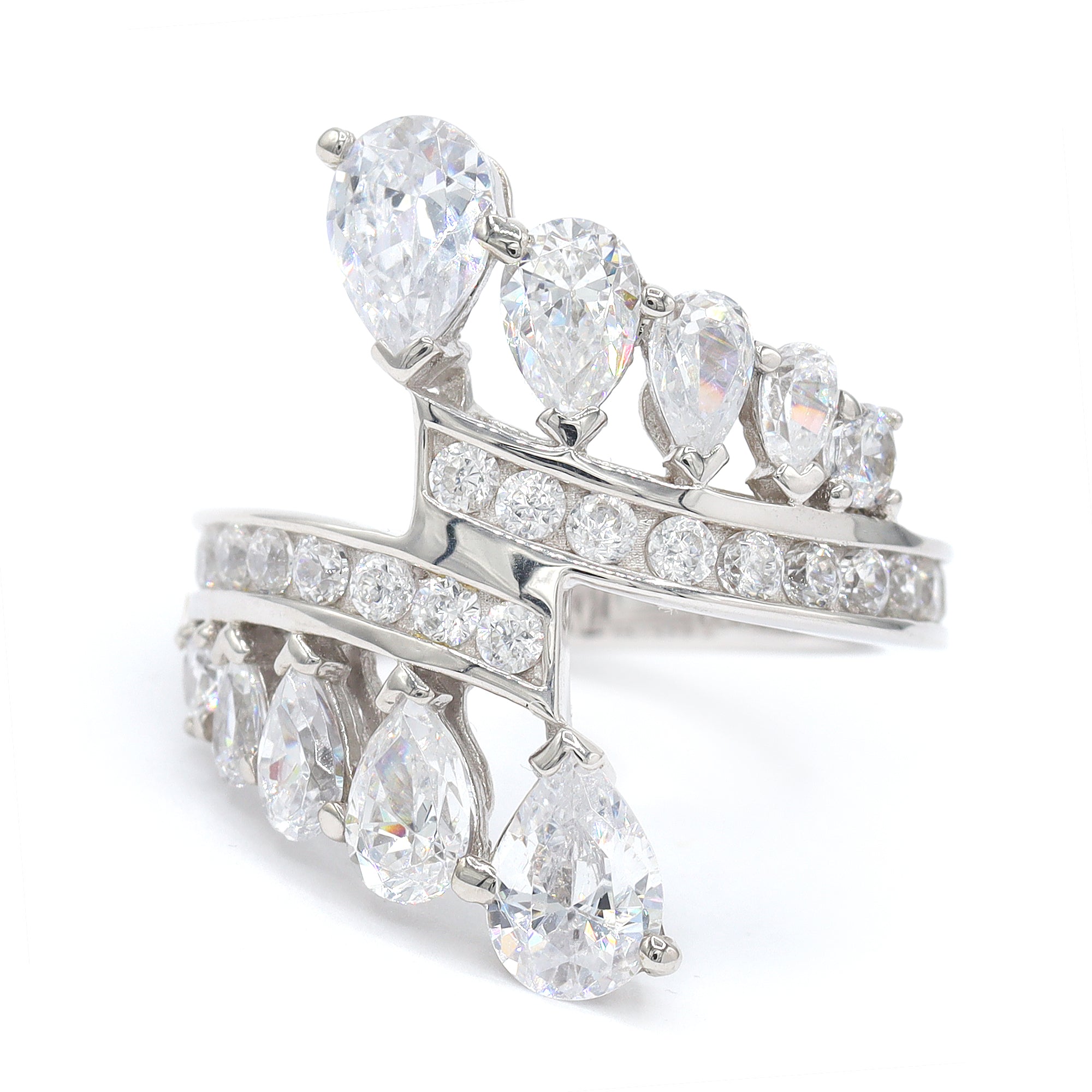 Signity Sterling Silver Cubic Zirconia Bypass Ring CANNOT BE RESIZED