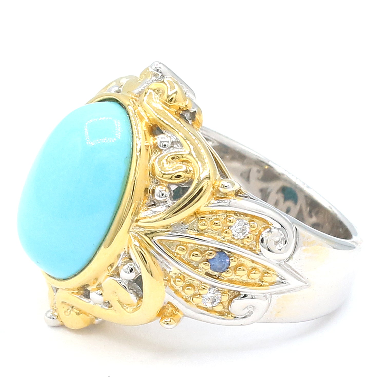 Gems en Vogue Reconstituted Turquoise & Blue Sapphire Ring