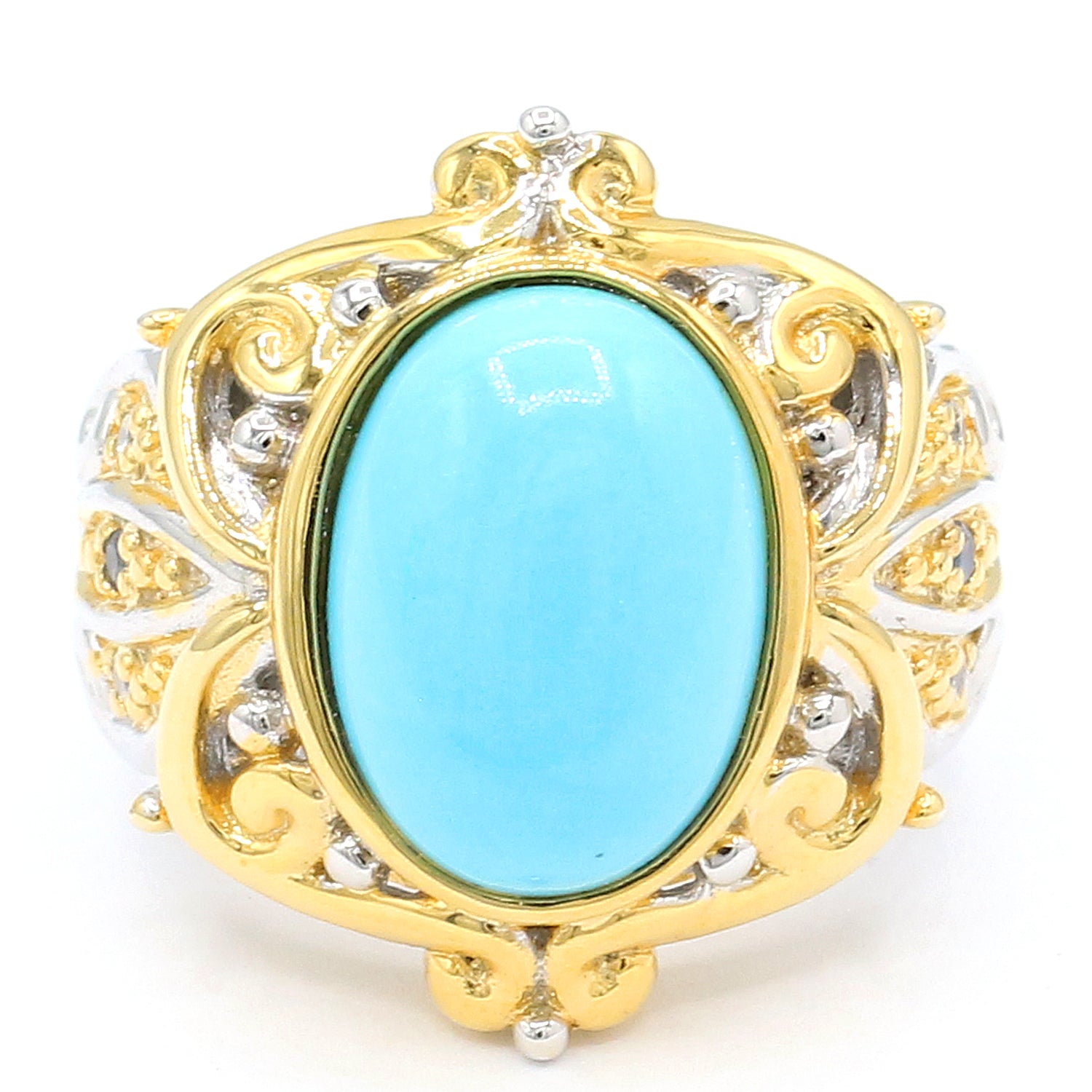 Gems en Vogue Reconstituted Turquoise & Blue Sapphire Ring