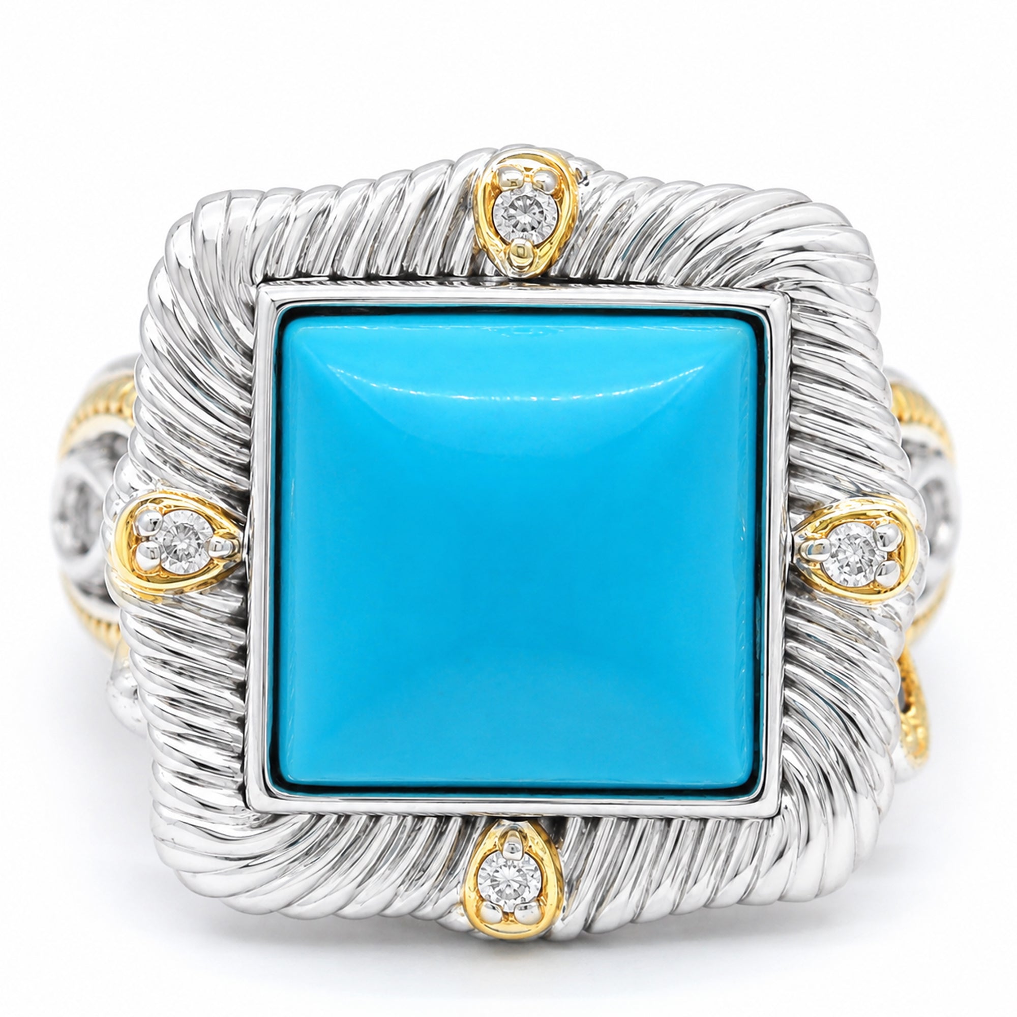 Gems en Vogue 24K Palladium Silver Reconstituted Turquoise & Sapphire Ring