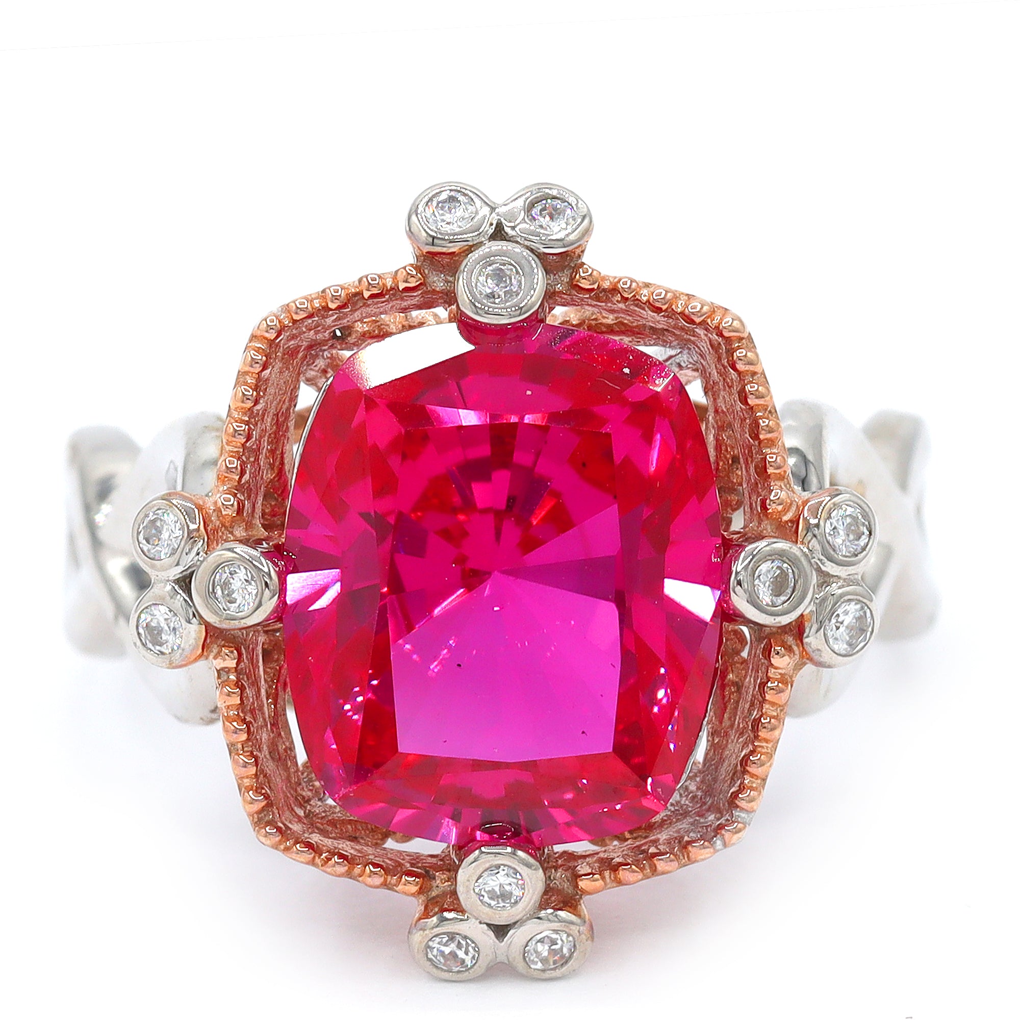Signity Sterling Silver Created Ruby & Cubic Zirconia Ring CANNOT BE RESIZED