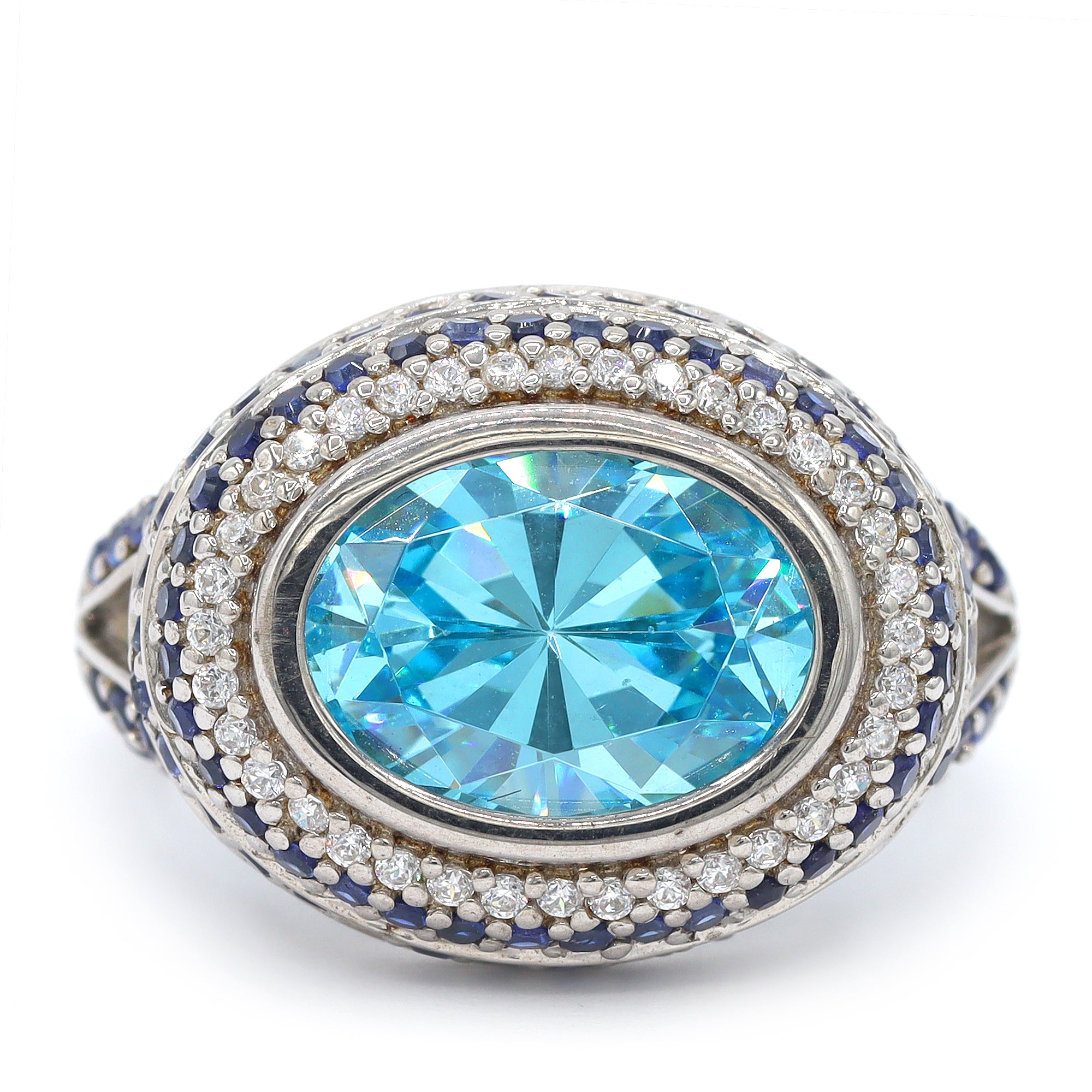 Signity Sterling Silver Blue Cubic Zirconia Ring CANNOT BE RESIZED