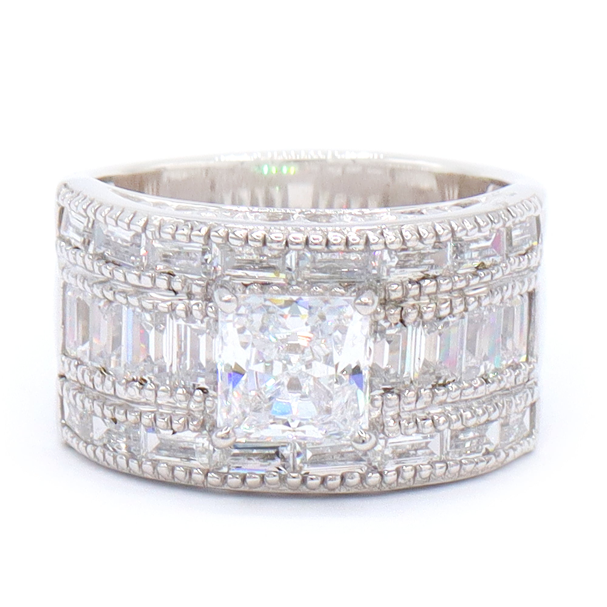 Signity Sterling Silver Princess Cut Cubic Zirconia Band Ring CANNOT BE RESIZED