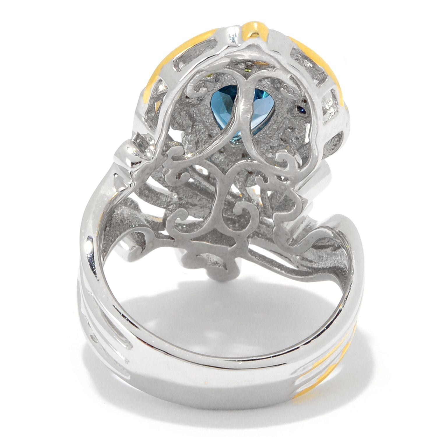 Gems en Vogue 2.72ctw London Blue Topaz, Chrome Diopside & Blue Sapphire Peacock Ring