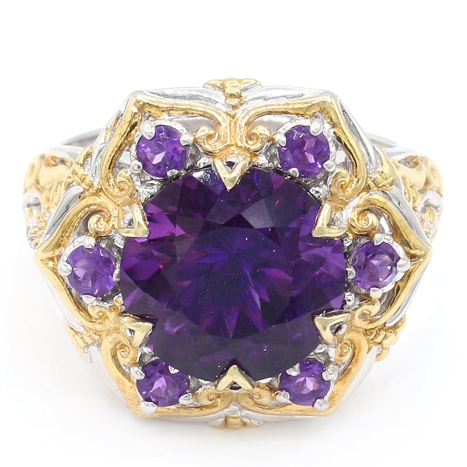 Gems en Vogue 8.16ctw Ametista Amethyst & White Sapphire Ring