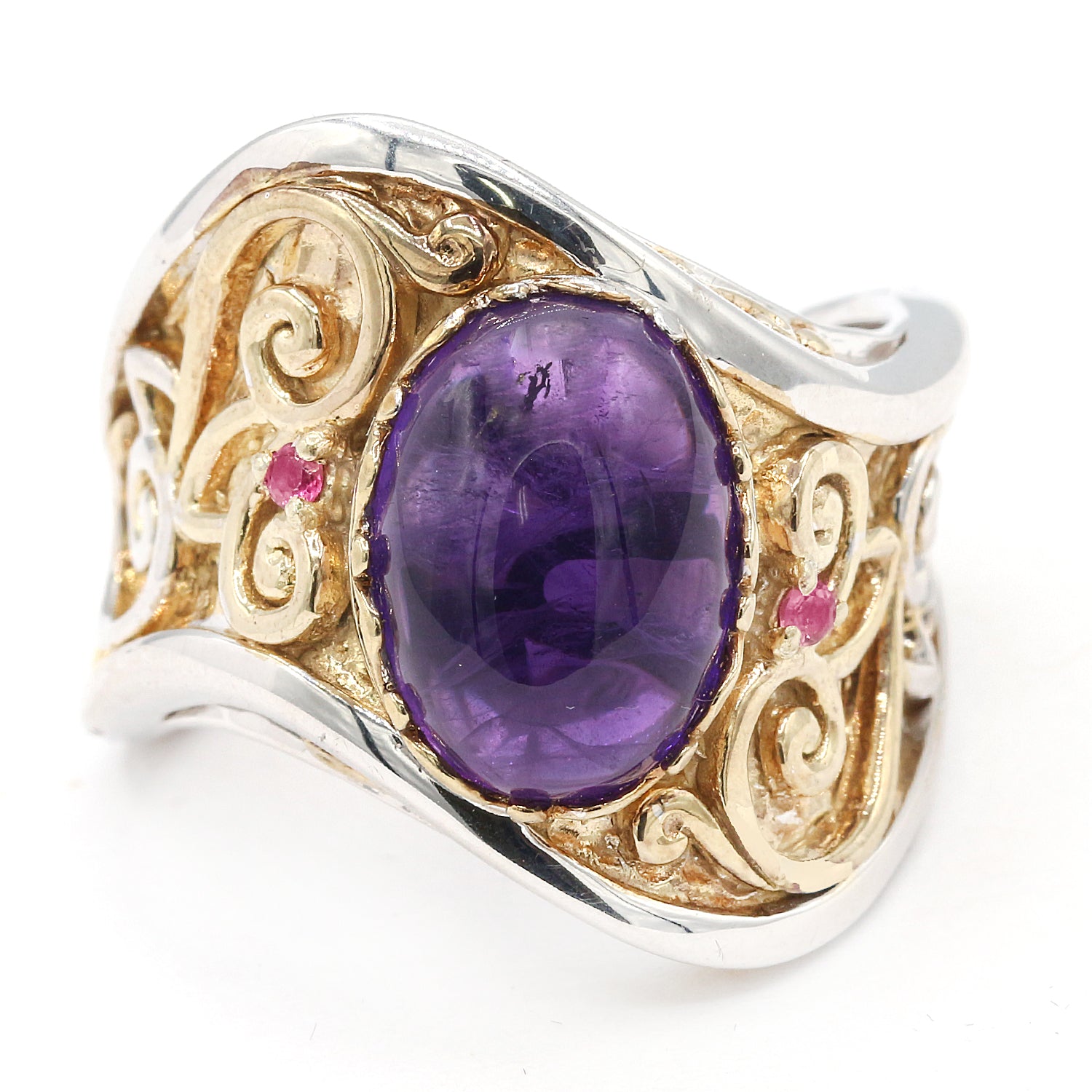 Blue sapphire store and amethyst ring