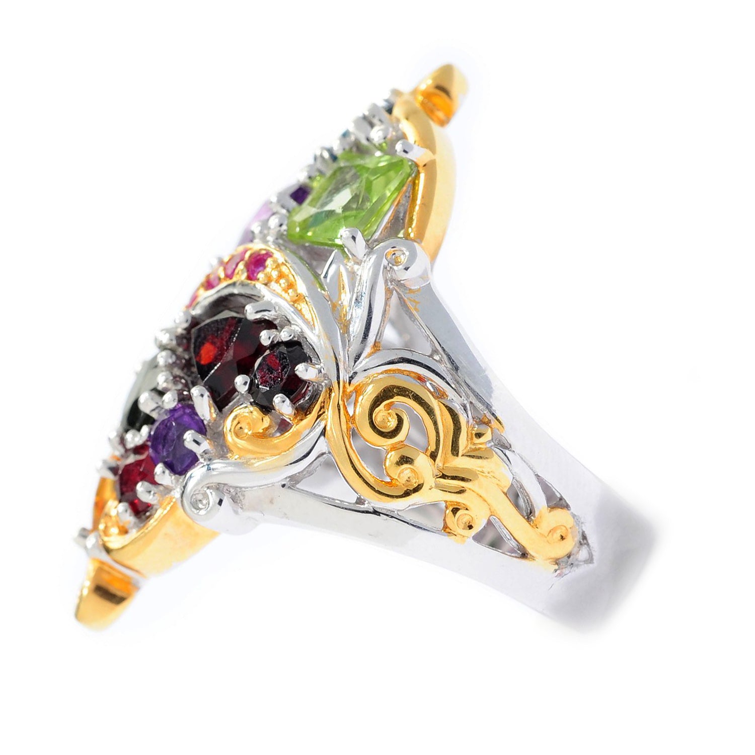 Gems en Vogue 24K Palladium Silver 4.86ctw Multi Gemstones Theatre District Ring