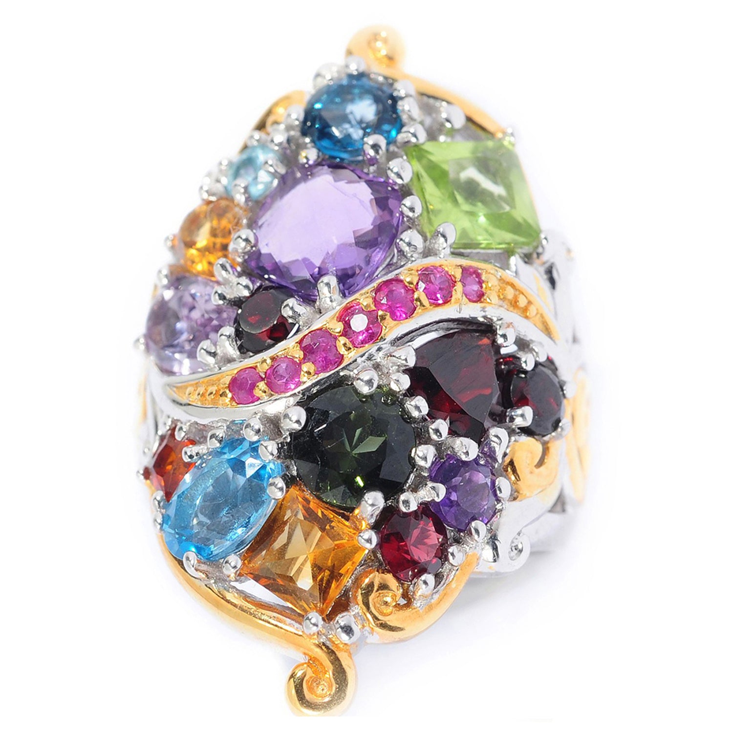 Gems en Vogue 24K Palladium Silver 4.86ctw Multi Gemstones Theatre District Ring