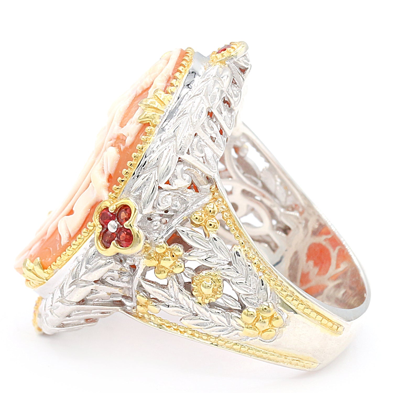 Gems en Vogue Shell Portrait Carved Cameo Ring