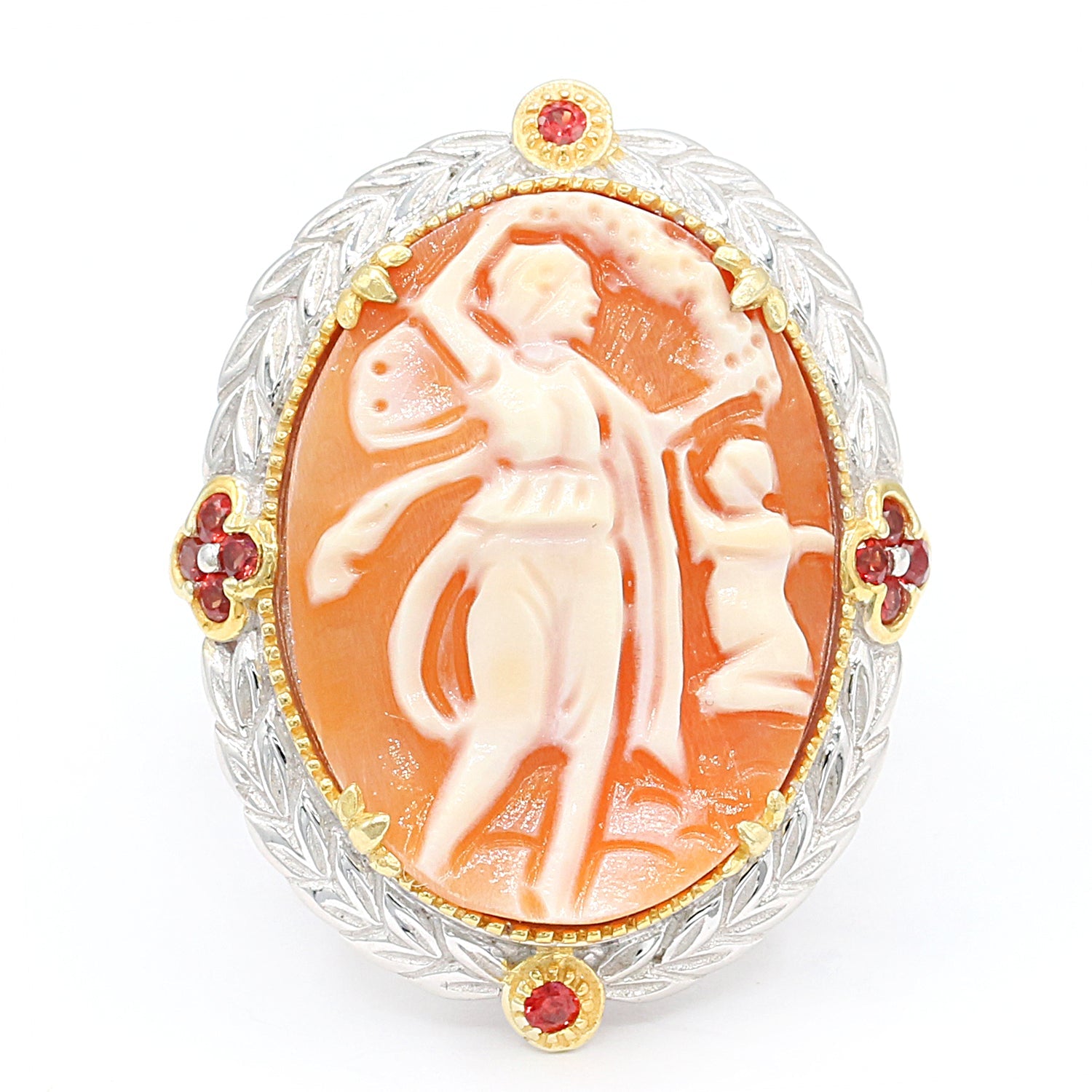 Gems en Vogue Shell Portrait Carved Cameo Ring