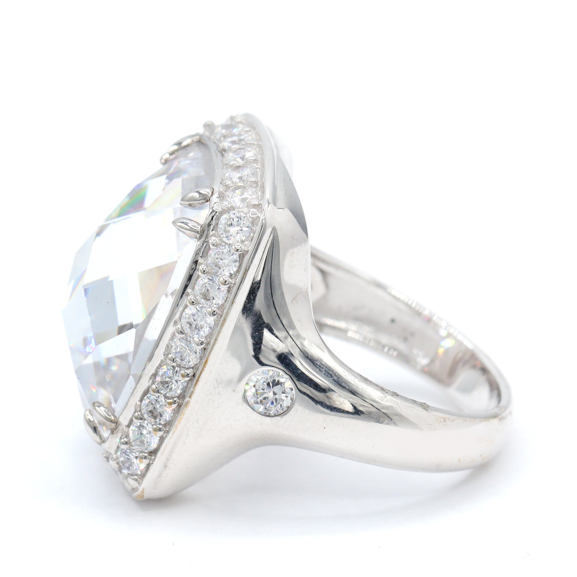 Signity Sterling Silver Cubic Zirconia Halo Ring CANNOT BE RESIZED