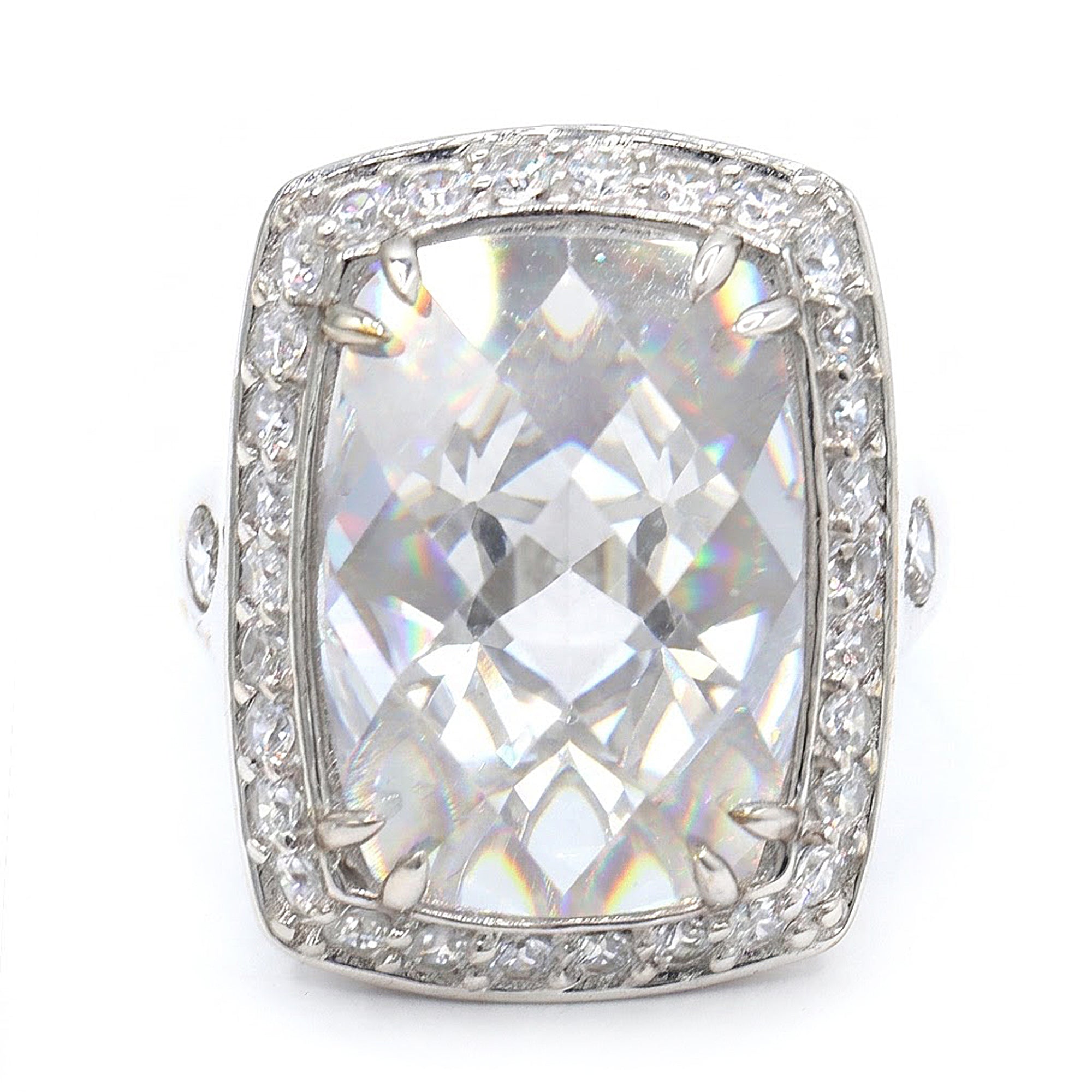 Signity Sterling Silver Cubic Zirconia Halo Ring CANNOT BE RESIZED