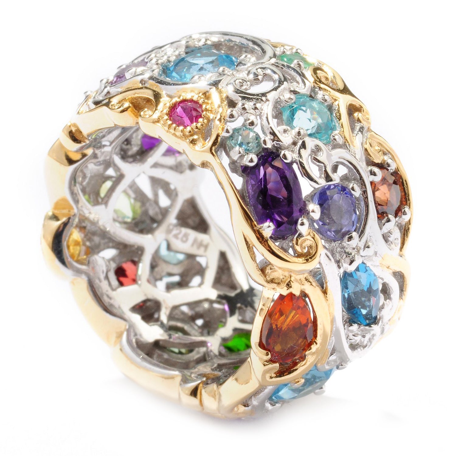 Gems en Vogue 4.39ctw Multi Gemstones Carnival Band Eternity Ring (cannot be sized)