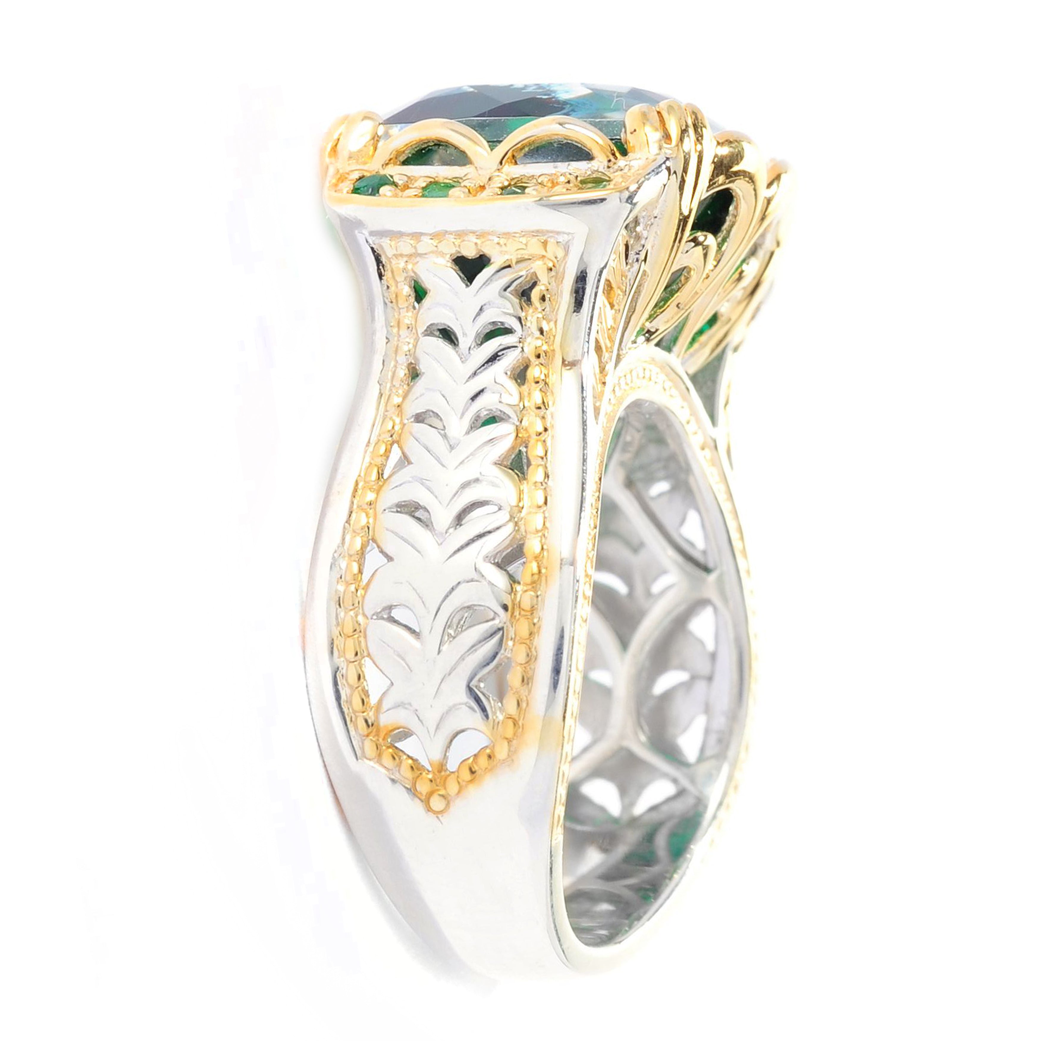 Gems en Vogue Choice of Color Quartz Doublet & Precious Gemstone Ring