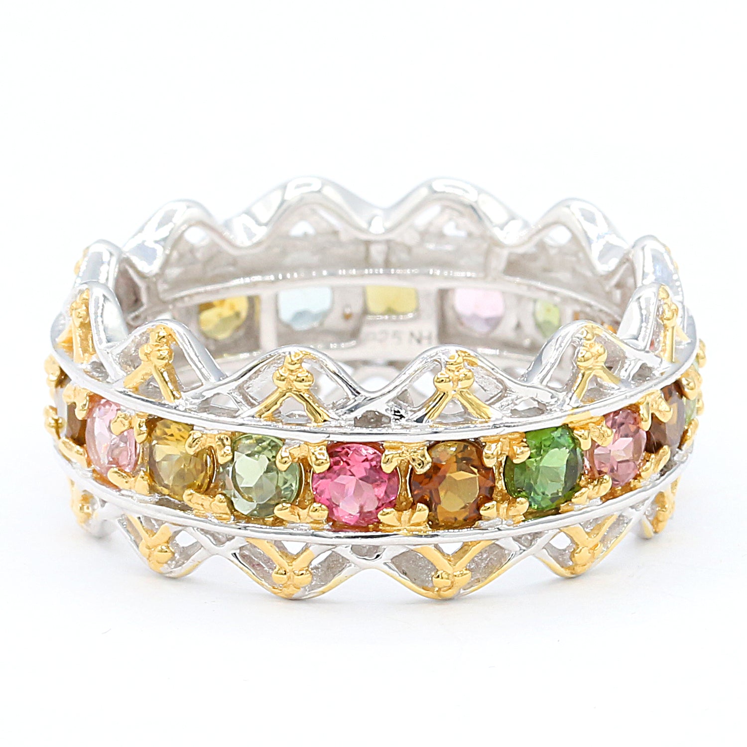 Gems en Vogue 3.42ctw Multi Tourmaline Band Eternity Ring CANNOT BE RESIZED