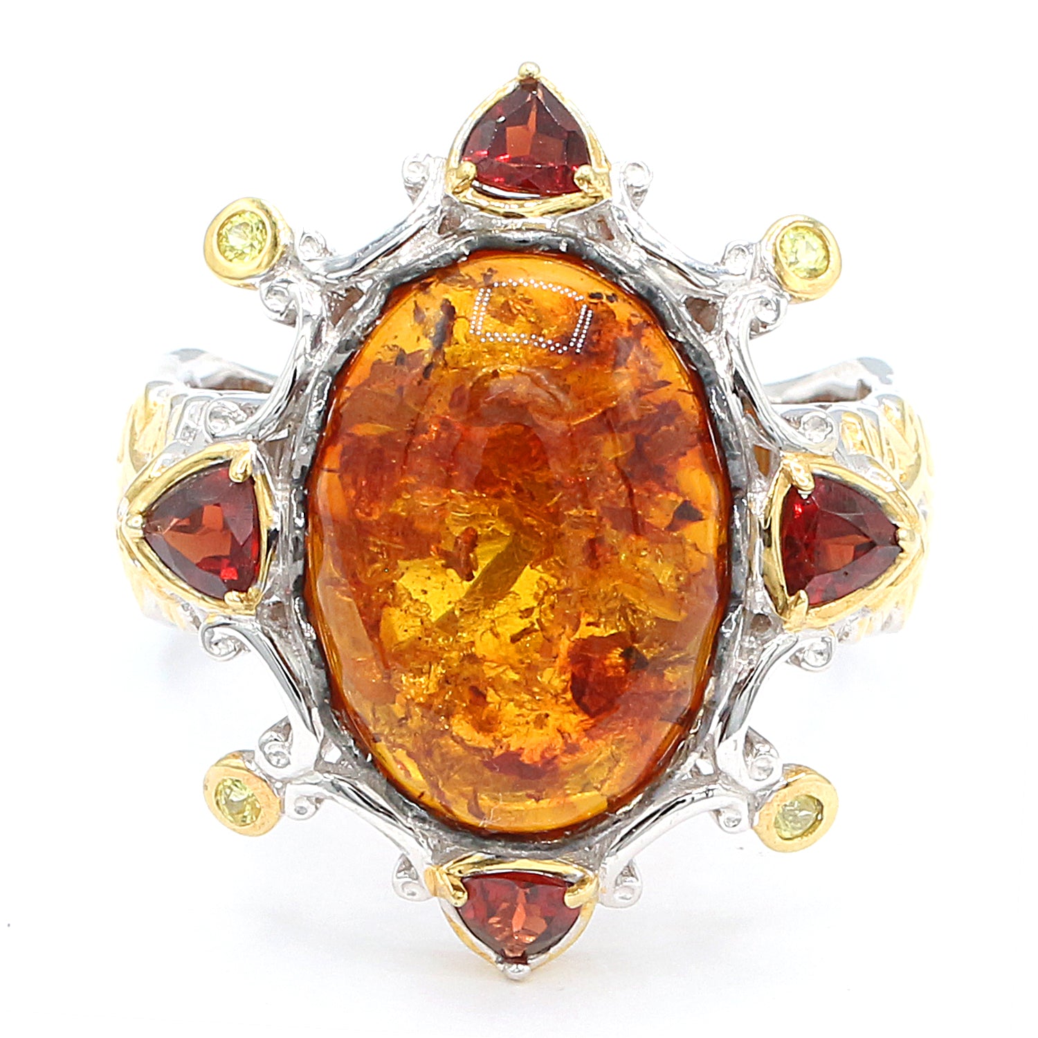Gems en Vogue Amber, Yellow Sapphire & Garnet Ring