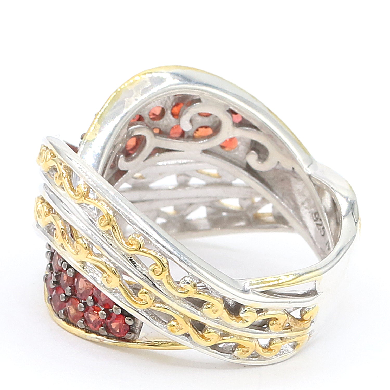 Gems en Vogue 1.66ctw Orange Sapphire Highway Ring