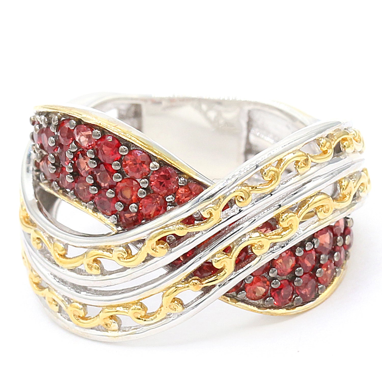 Gems en Vogue 1.66ctw Orange Sapphire Highway Ring