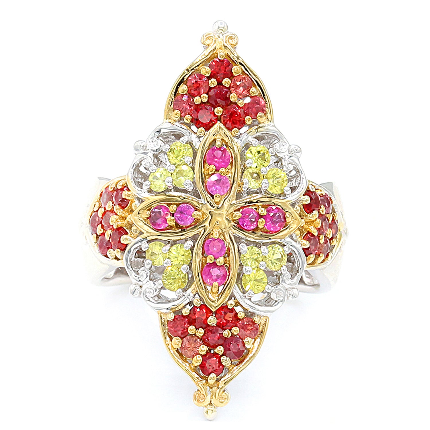 Gems en Vogue 2.16ctw Multi Sapphire Cluster Ring