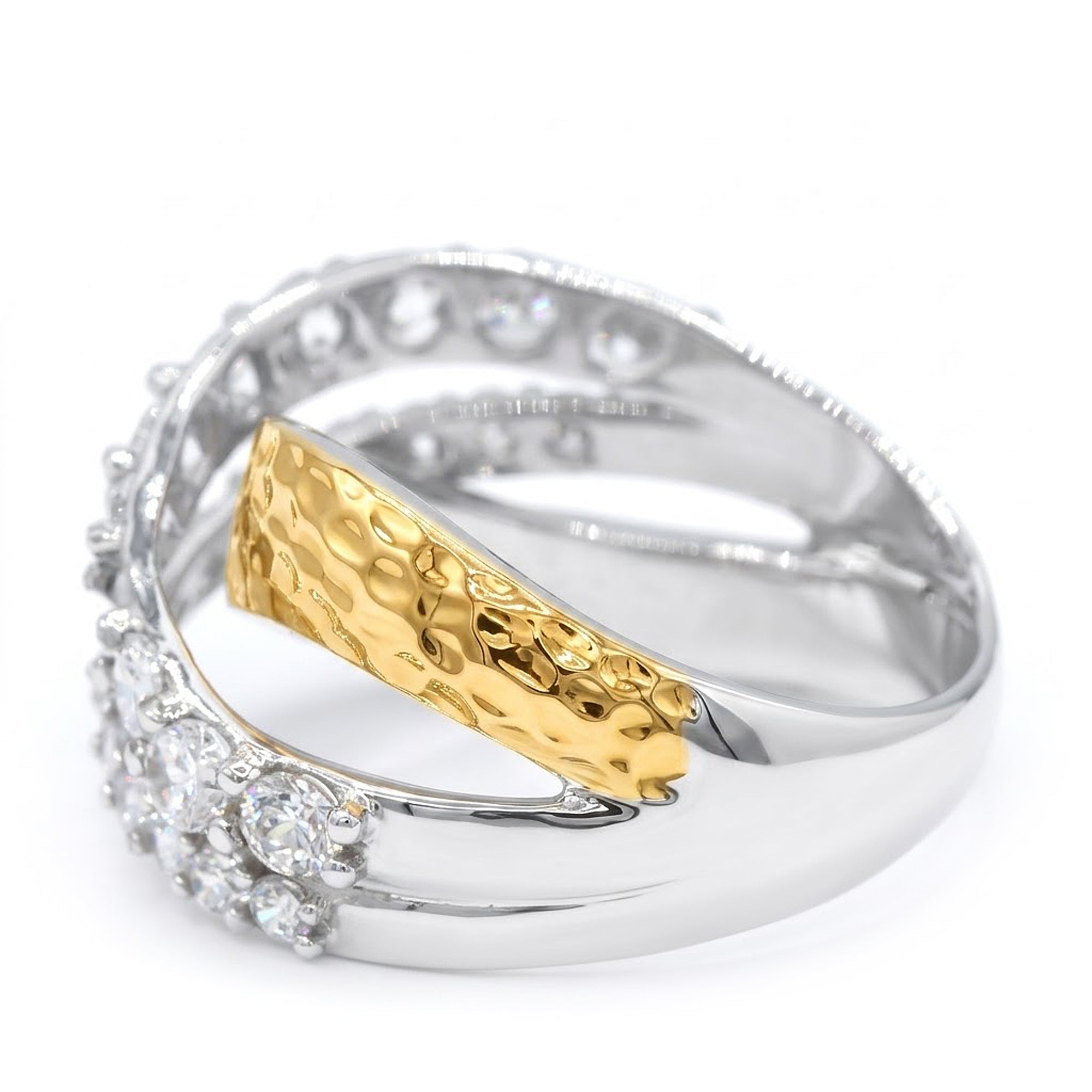 Signity Sterling Silver Cubic Zirconia Highway Hammered Ring CANNOT BE RESIZED