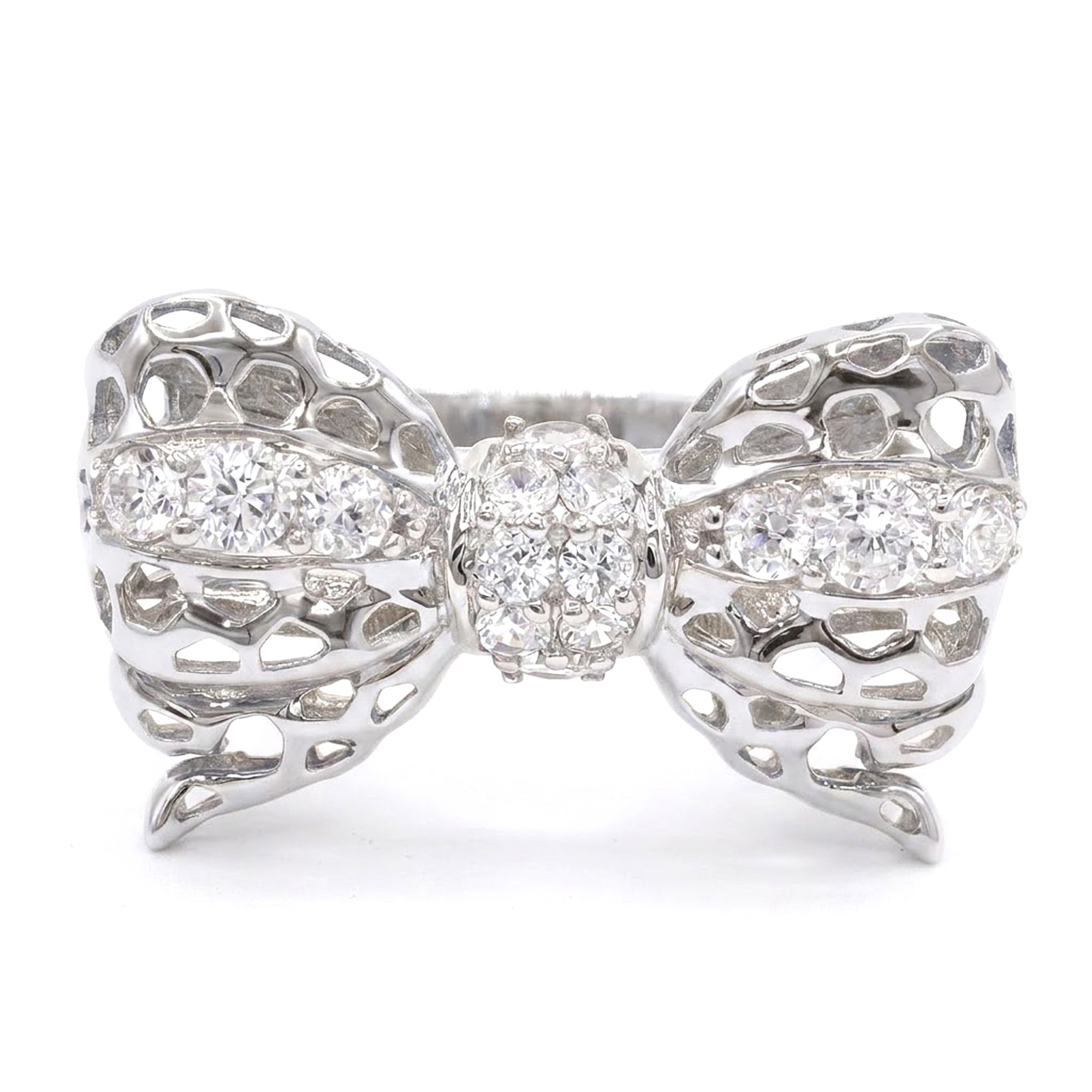 Signity Sterling Silver Choice of Color Cubic Zirconia Bow Ring CANNOT BE RESIZED
