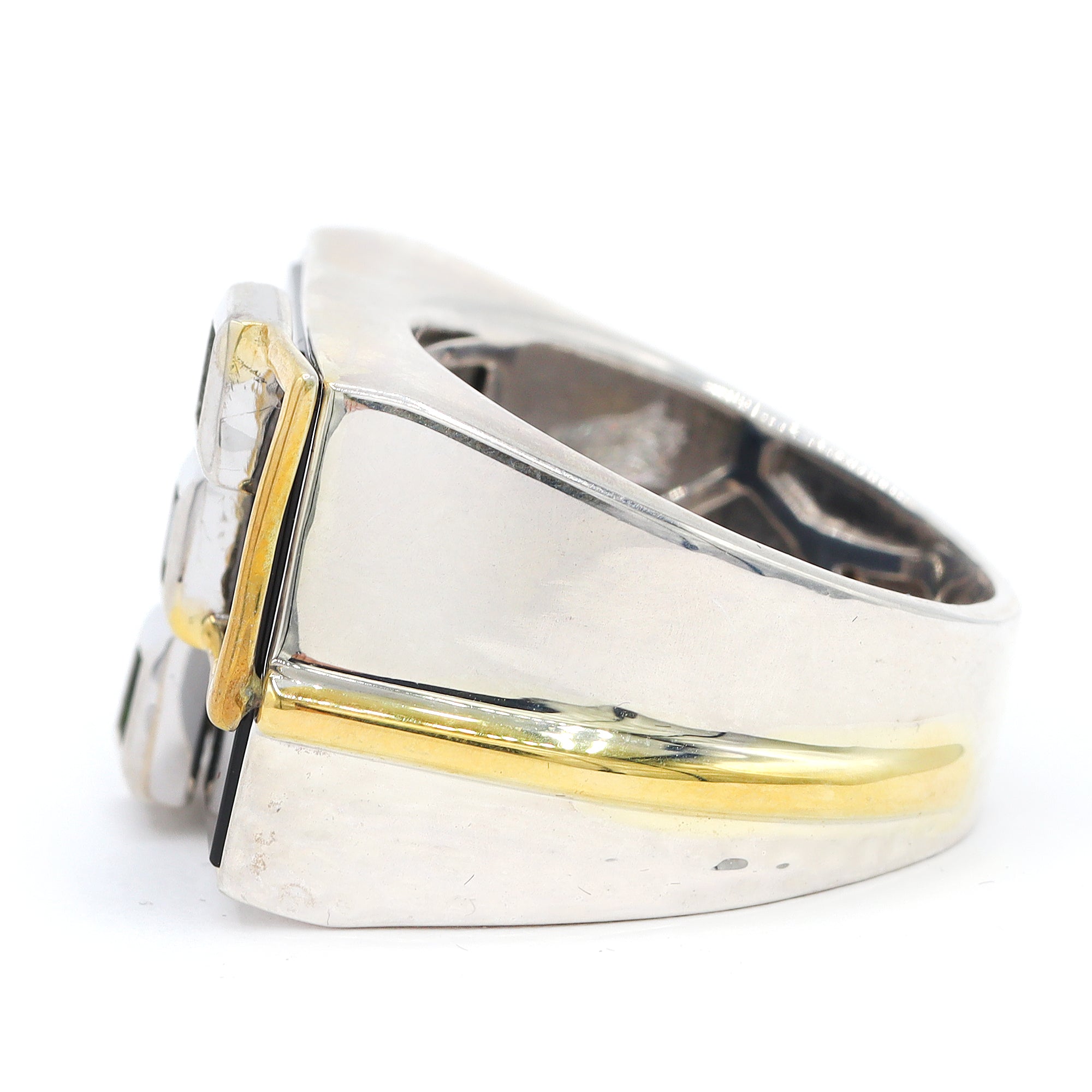 Gems en Vogue 24K Palladium Silver Black Onyx & London Blue Topaz Ring