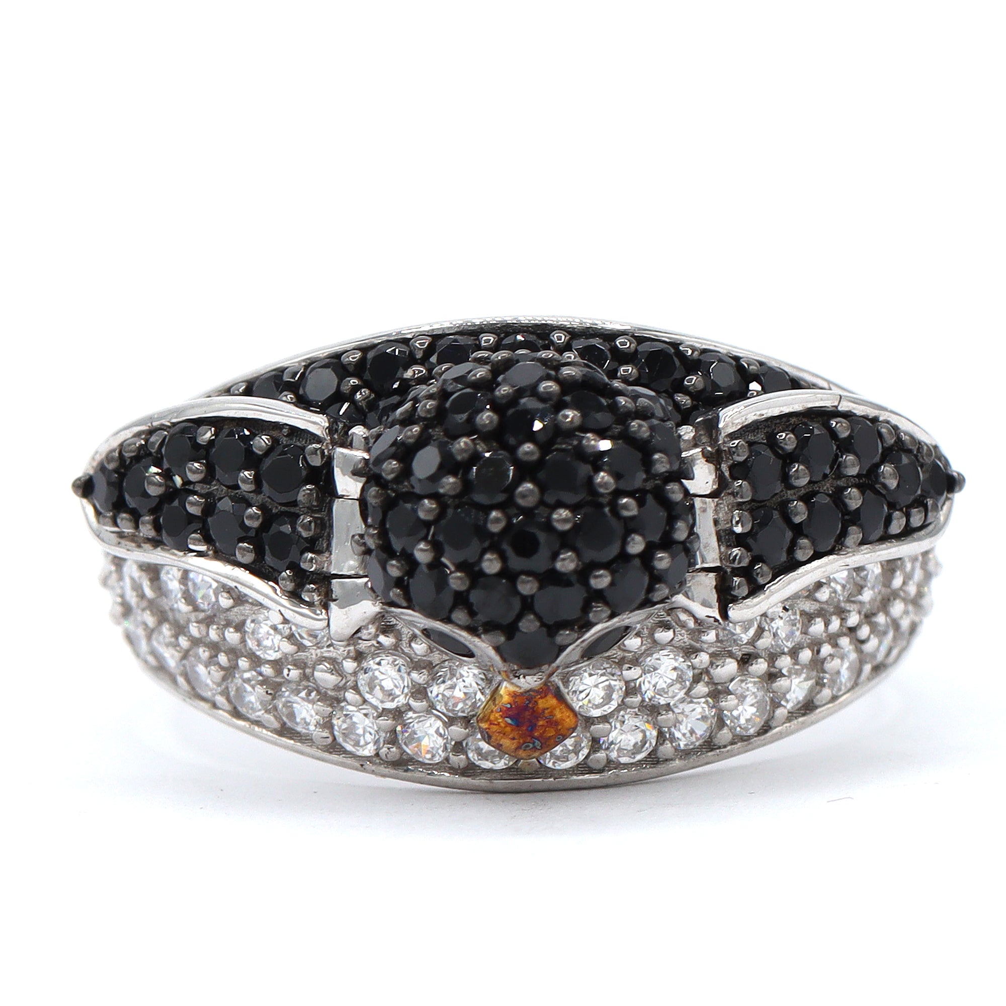 Signity Sterling Silver Black & White Cubic Zirconia Penguin Ring CANNOT BE RESIZED