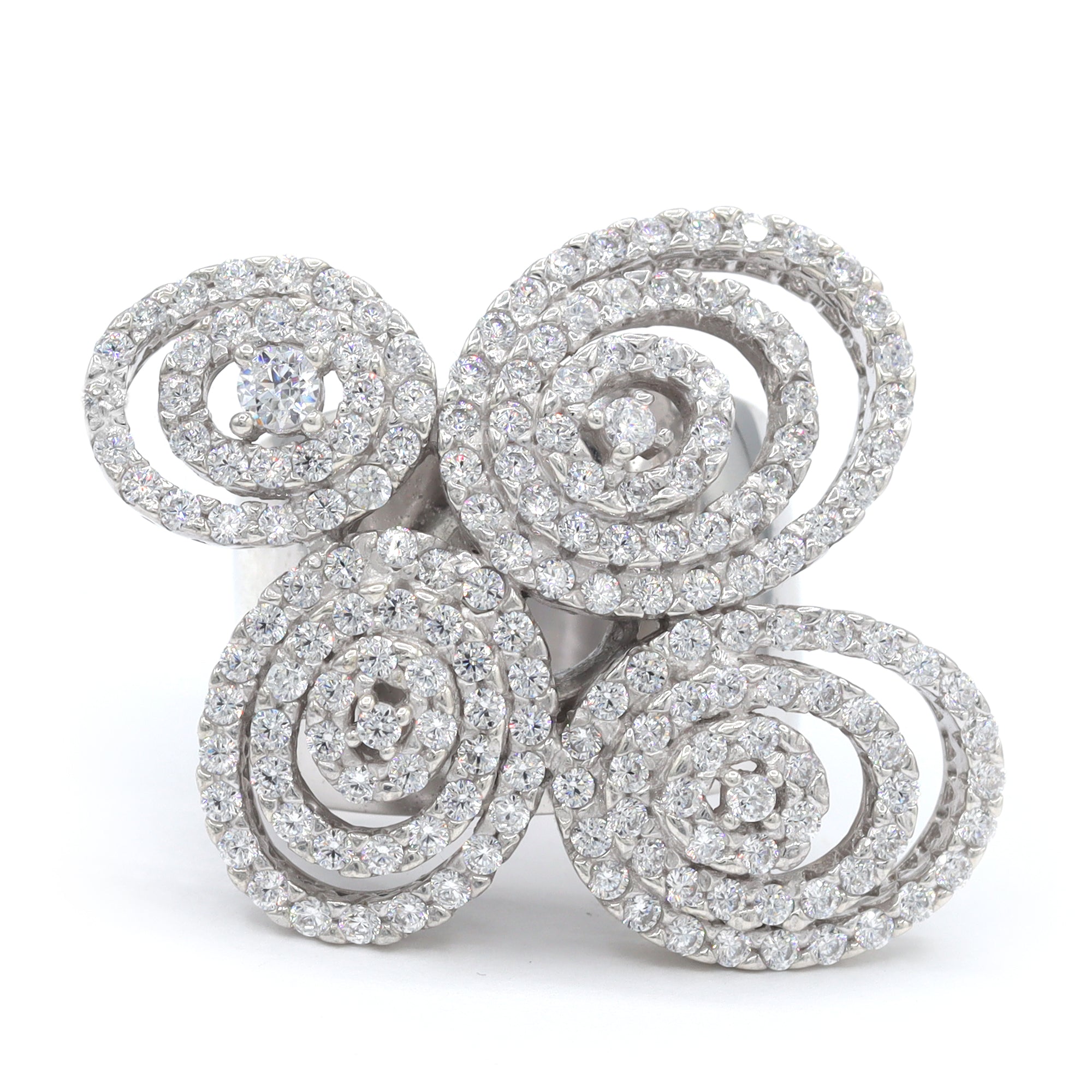 Signity Sterling Silver Cubic Zirconia Quad-Spiral Ring CANNOT BE RESIZED