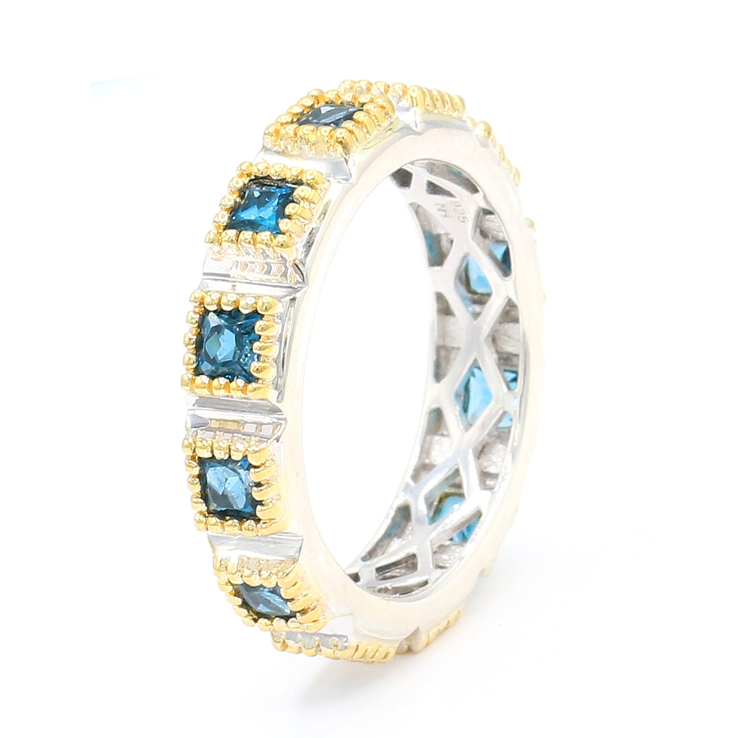 Gems en Vogue 2.34ctw London Blue Topaz Band Eternity Ring - CANNOT BE SIZED