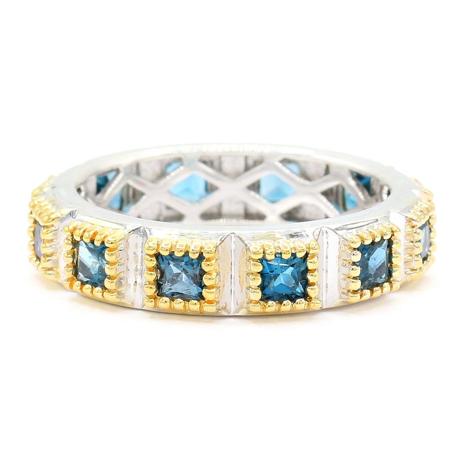 Gems en Vogue 2.34ctw London Blue Topaz Band Eternity Ring - CANNOT BE SIZED