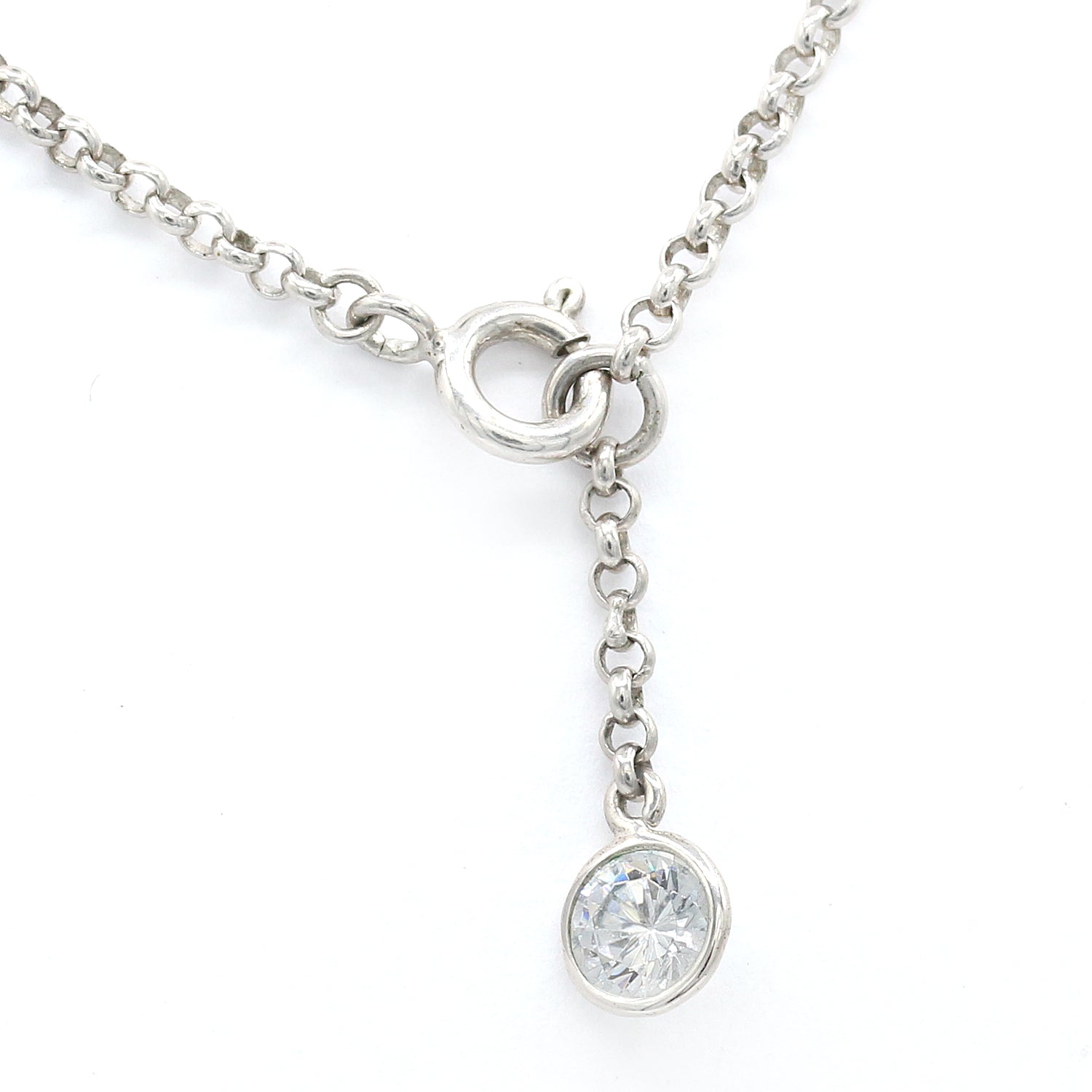 Gems en Vogue Black Onyx Bead & White Zircon Necklace