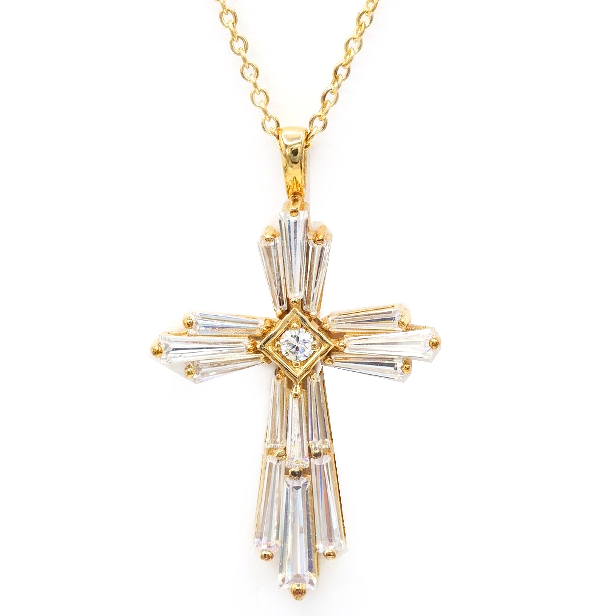 Signity Sterling Silver Choice of Color Cubic Zirconia Cross Pendant CHAIN NOT INCLUDED