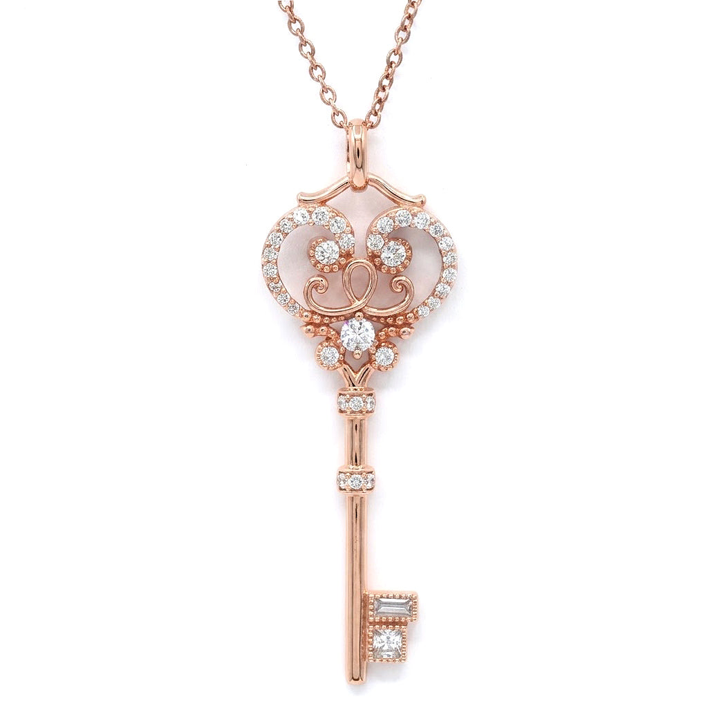 Signity Sterling Silver Choice of Color Cubic Zirconia Key Pendant CHAIN NOT INCLUDED