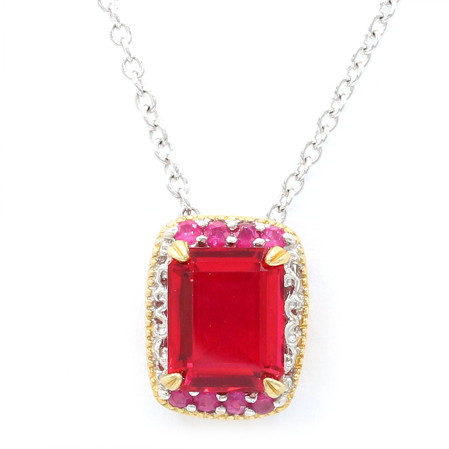 Gems en Vogue 3.44ctw Red Quartz & Ruby Pendant