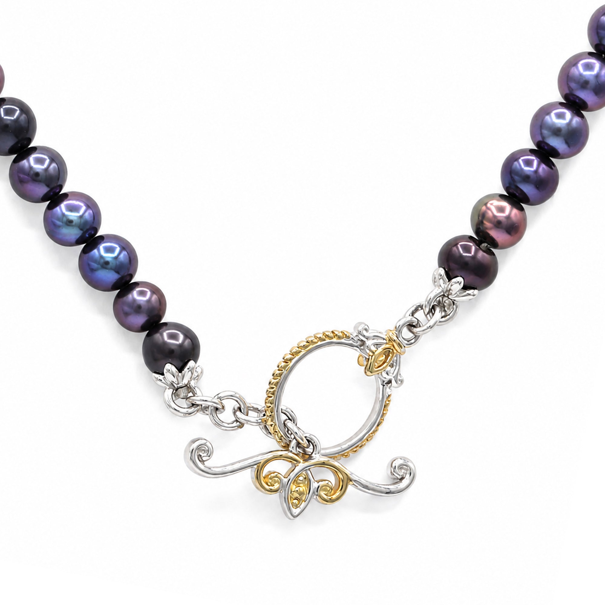 Gems en Vogue 24K Palladium Silver Pearl & Pink Sapphire Art Nouveau Goddess Necklace