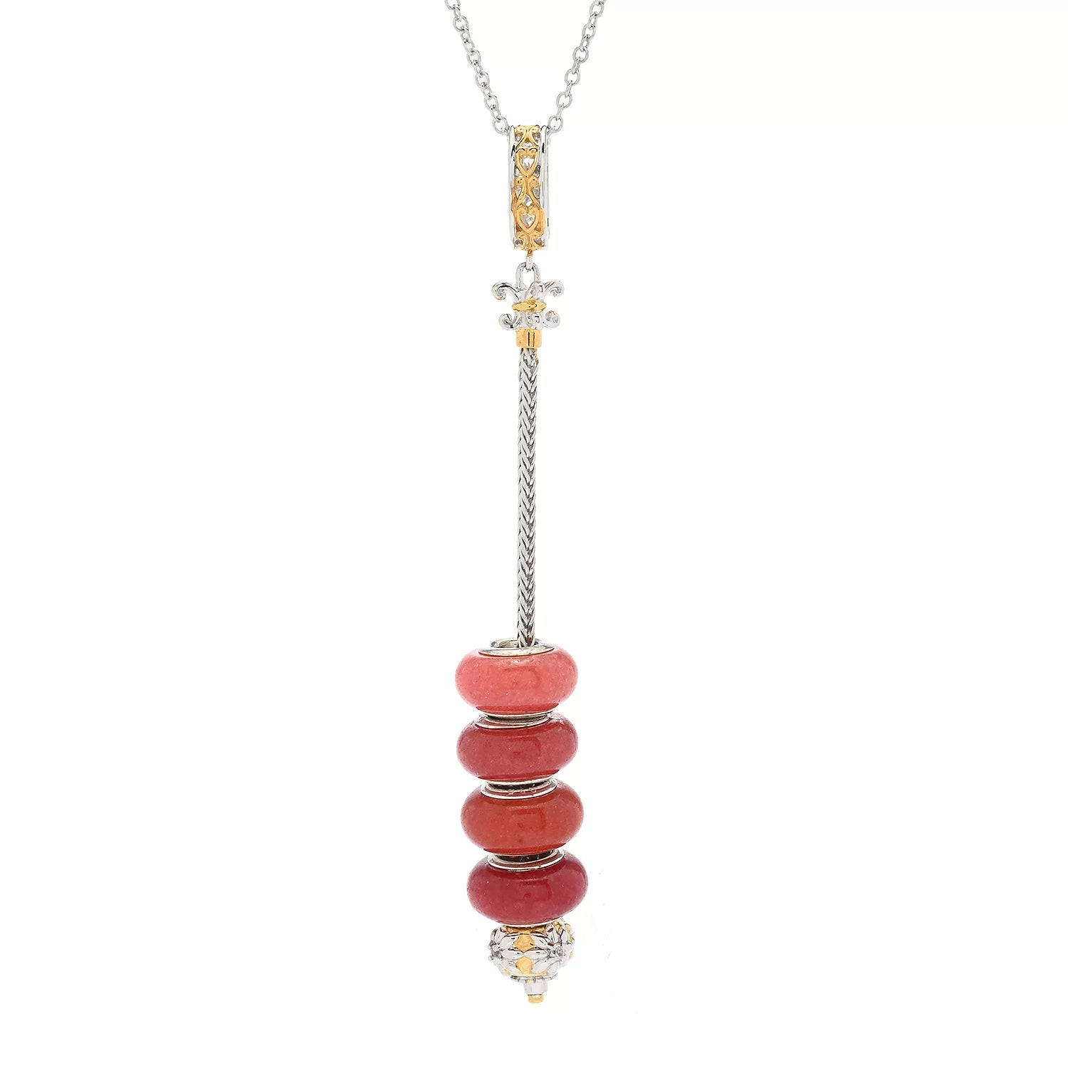Gems en Vogue Red Quartz Donut & White Sapphire Charm/Pendant