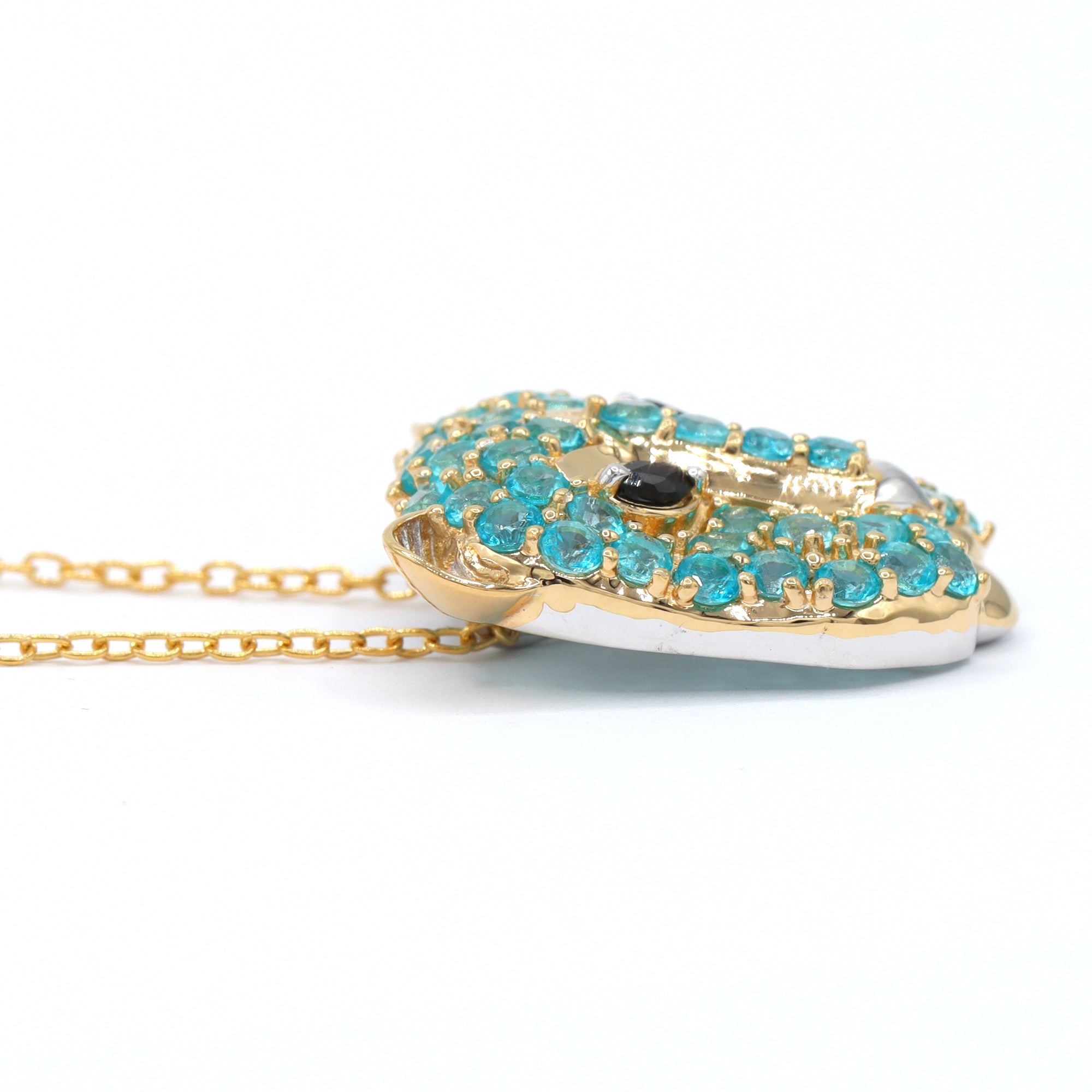 Gems en Vogue 24K Palladium Silver 3.99ctw Paraiba Topaz & Black Spinel Panther Pendant