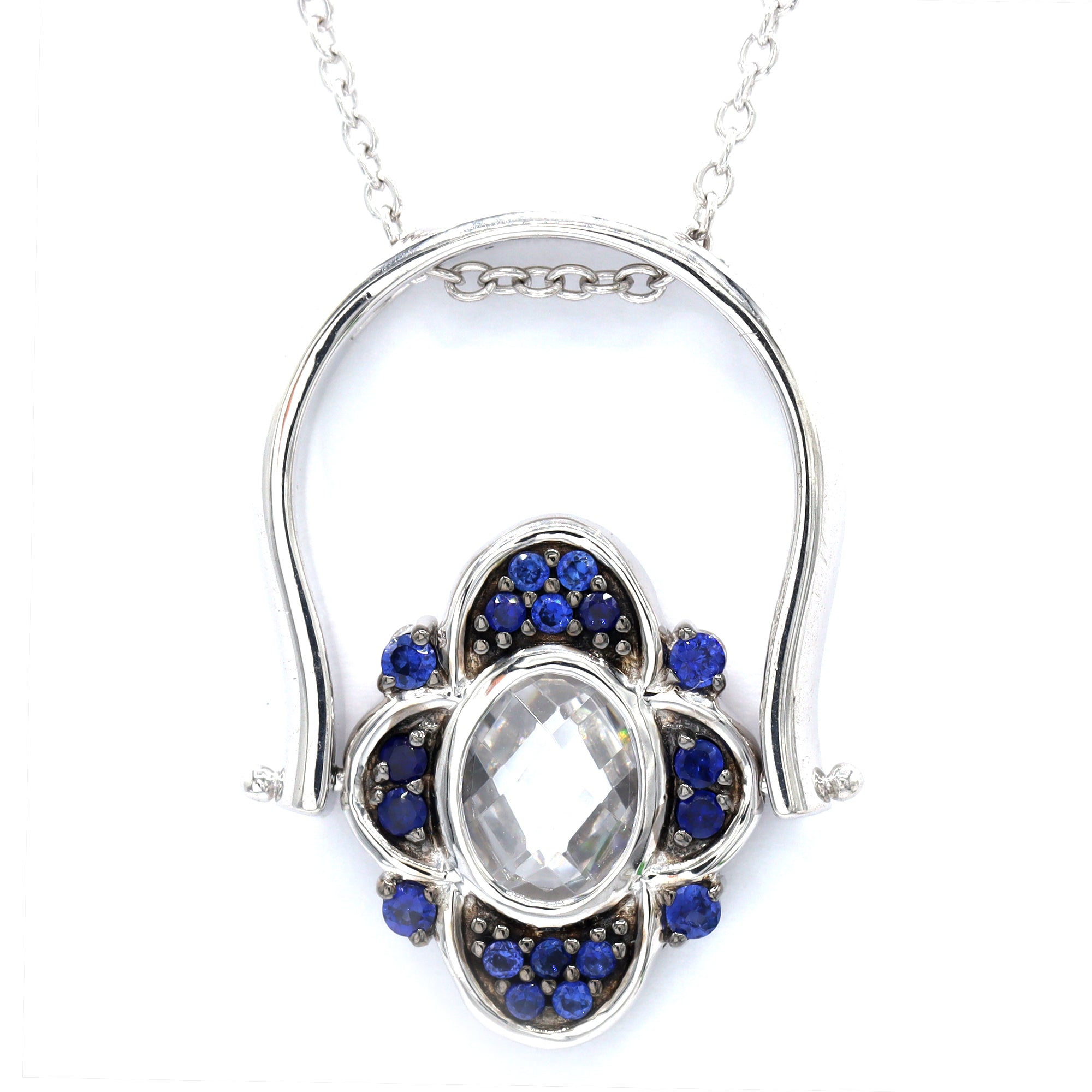 Signity Sterling Silver Blue & White Cubic Zirconia Flip Ring/Pendant CHAIN NOT INCLUDED