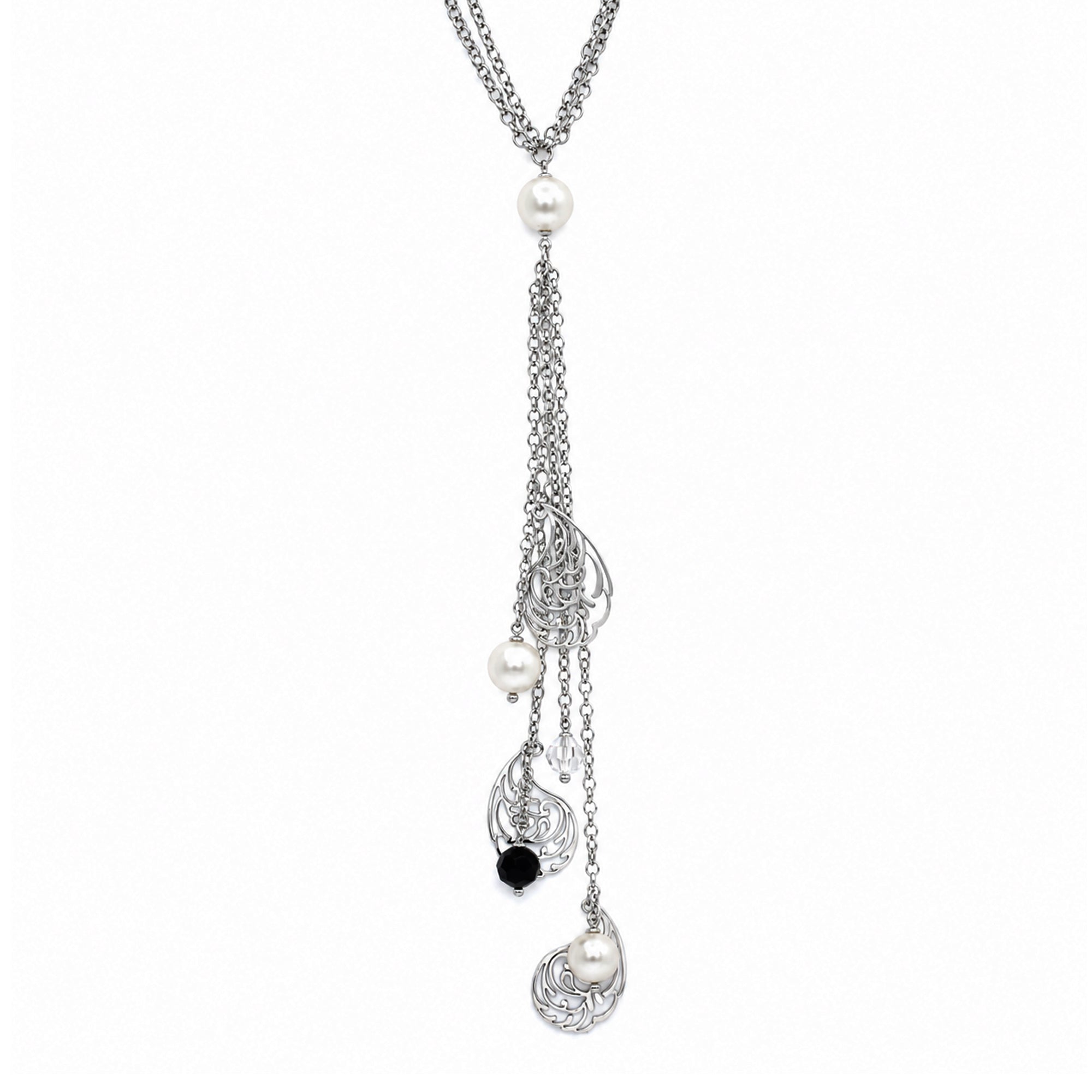 Stainless Steel Pearl & Cubic Zirconia Necklace