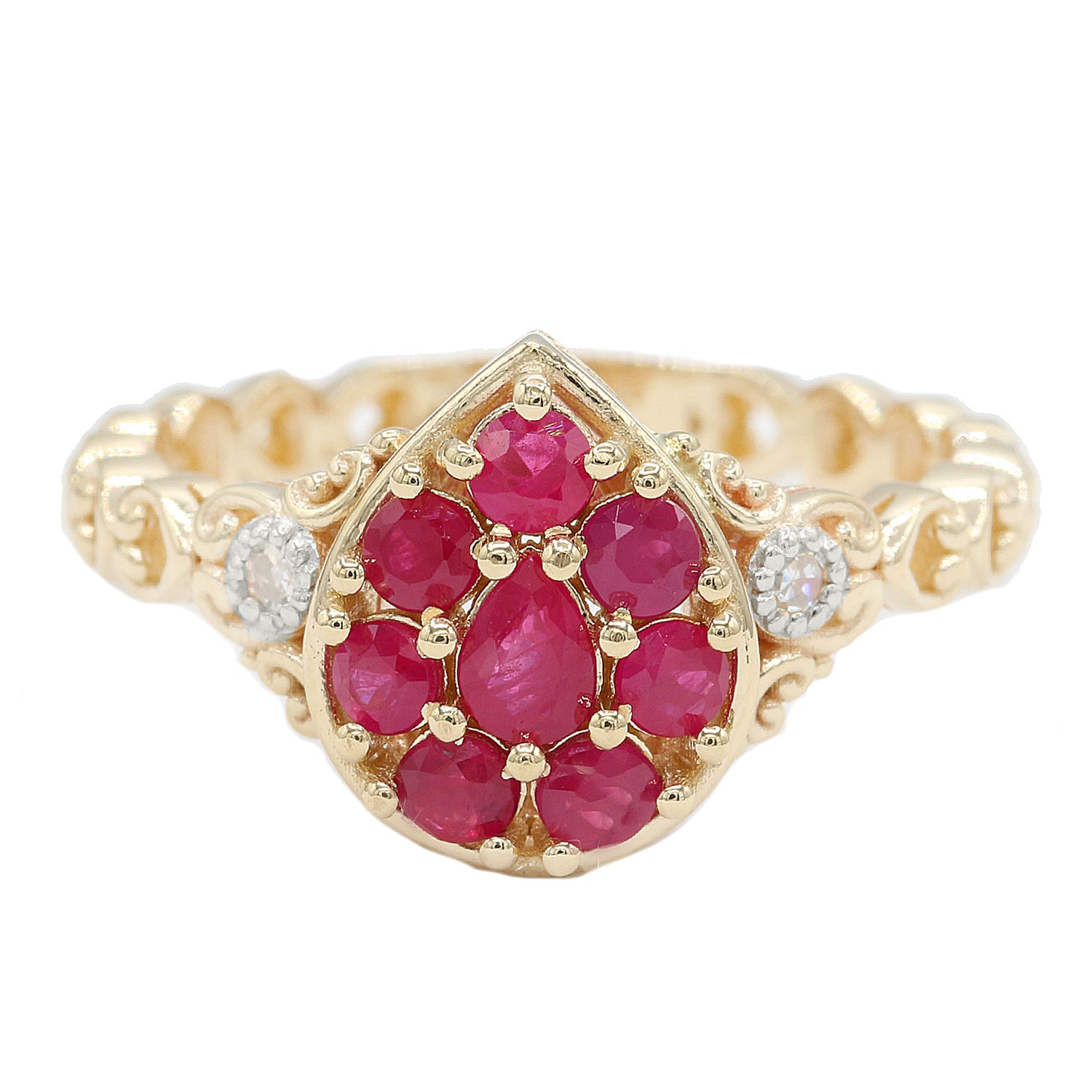 Gems en Vogue 14K Yellow Gold 0.95ctw Ruby & Diamond Ring