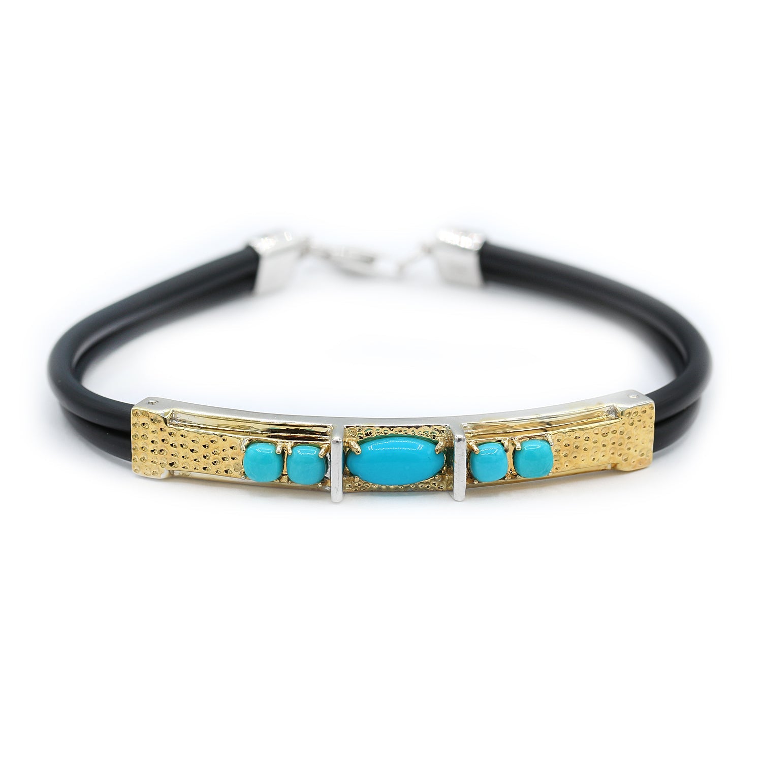 Gems en Vogue 2.57ctw Men's Sleeping Beauty Turquoise Bracelet